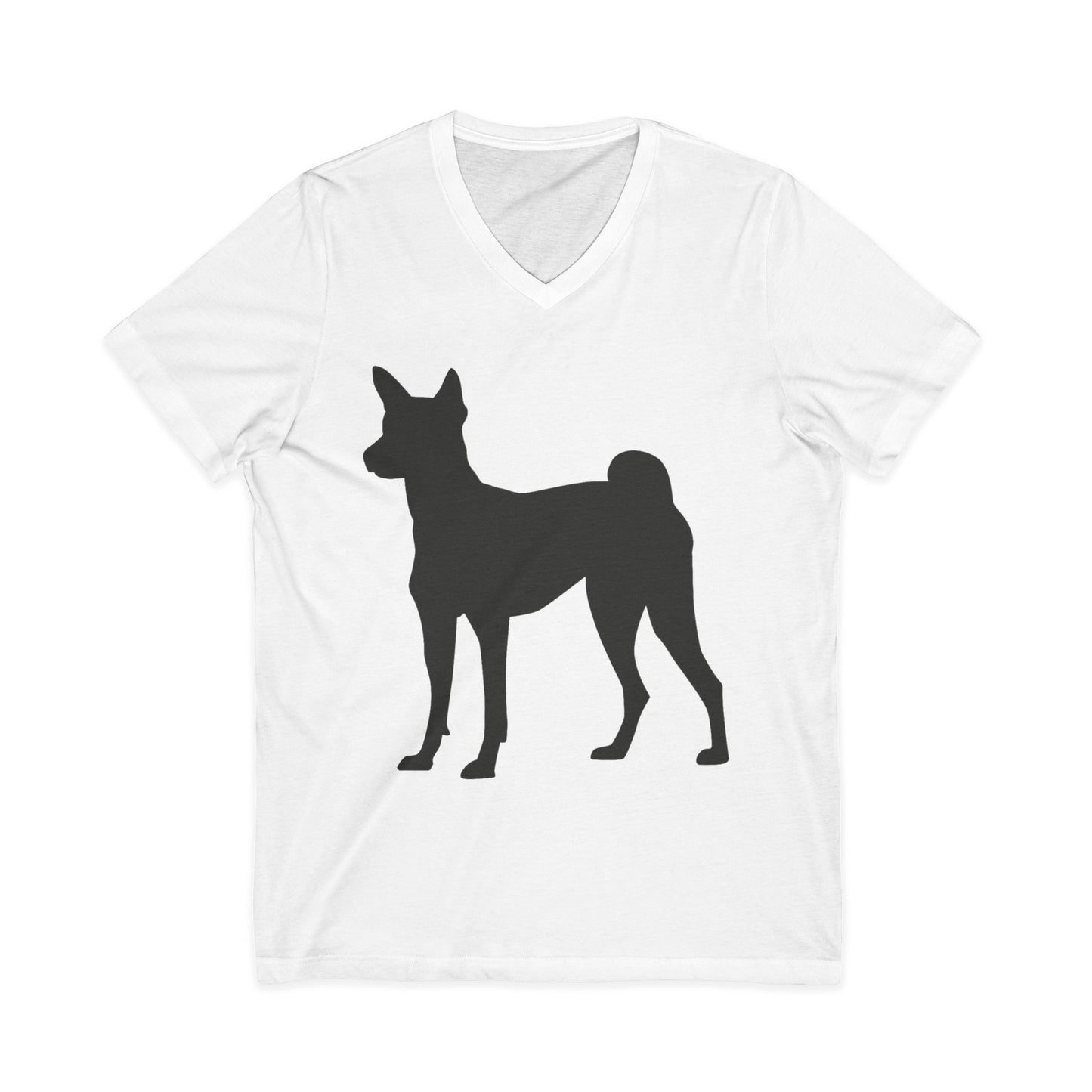 Basenji Silhouette Unisex Short Sleeve V-Neck Tee