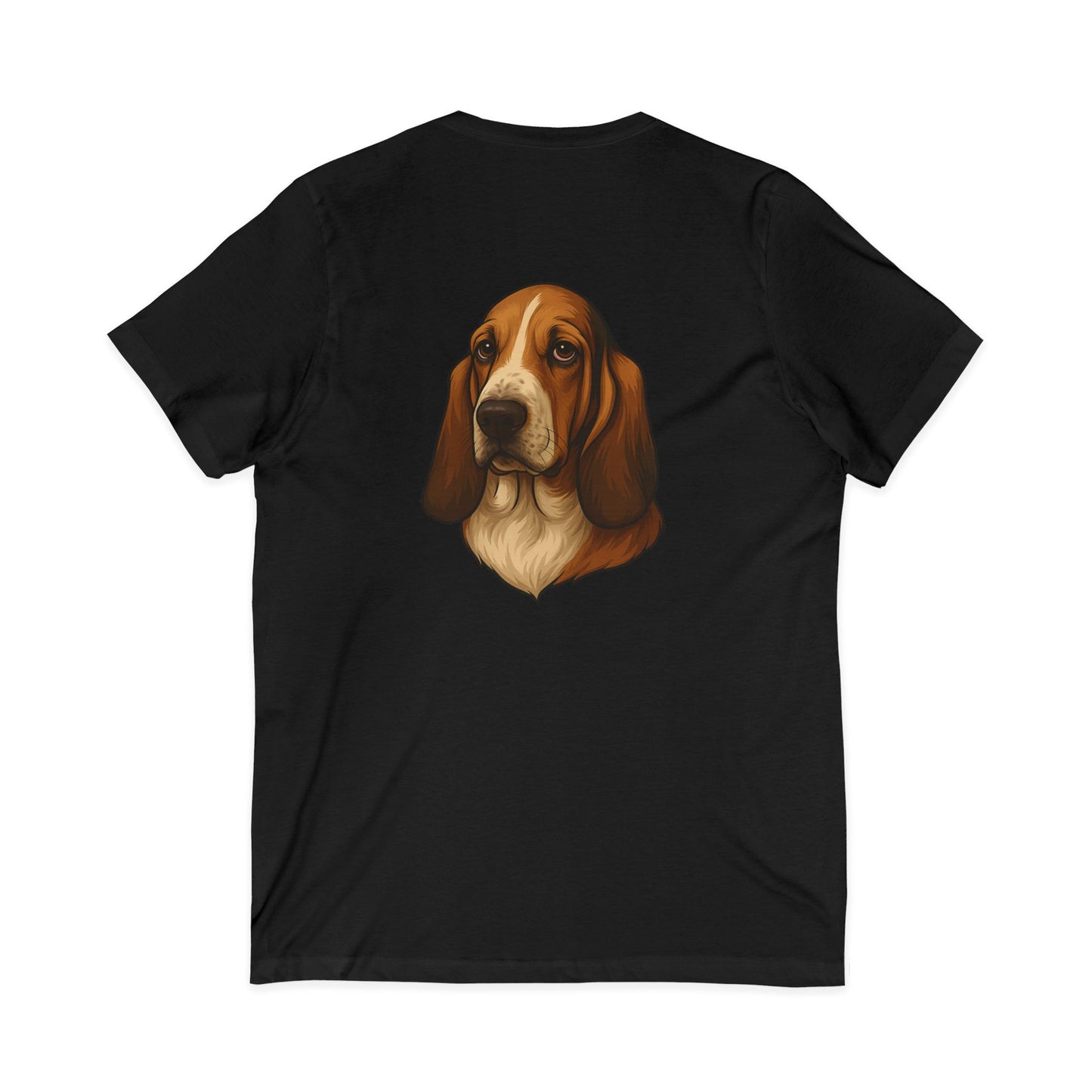 Basset Hound Head Unisex Short Sleeve V-Neck Tee