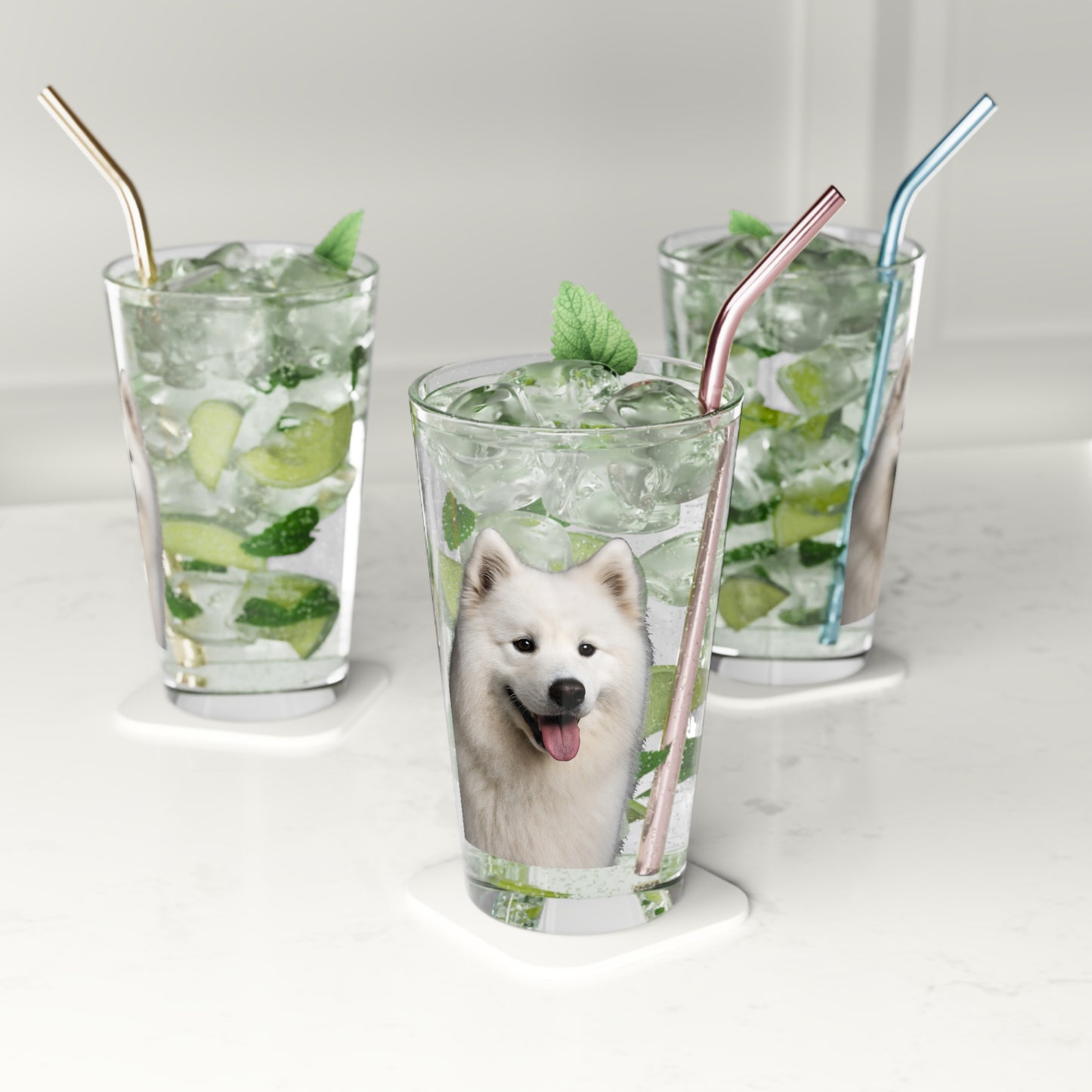 Samoyed Head Drinking Glass