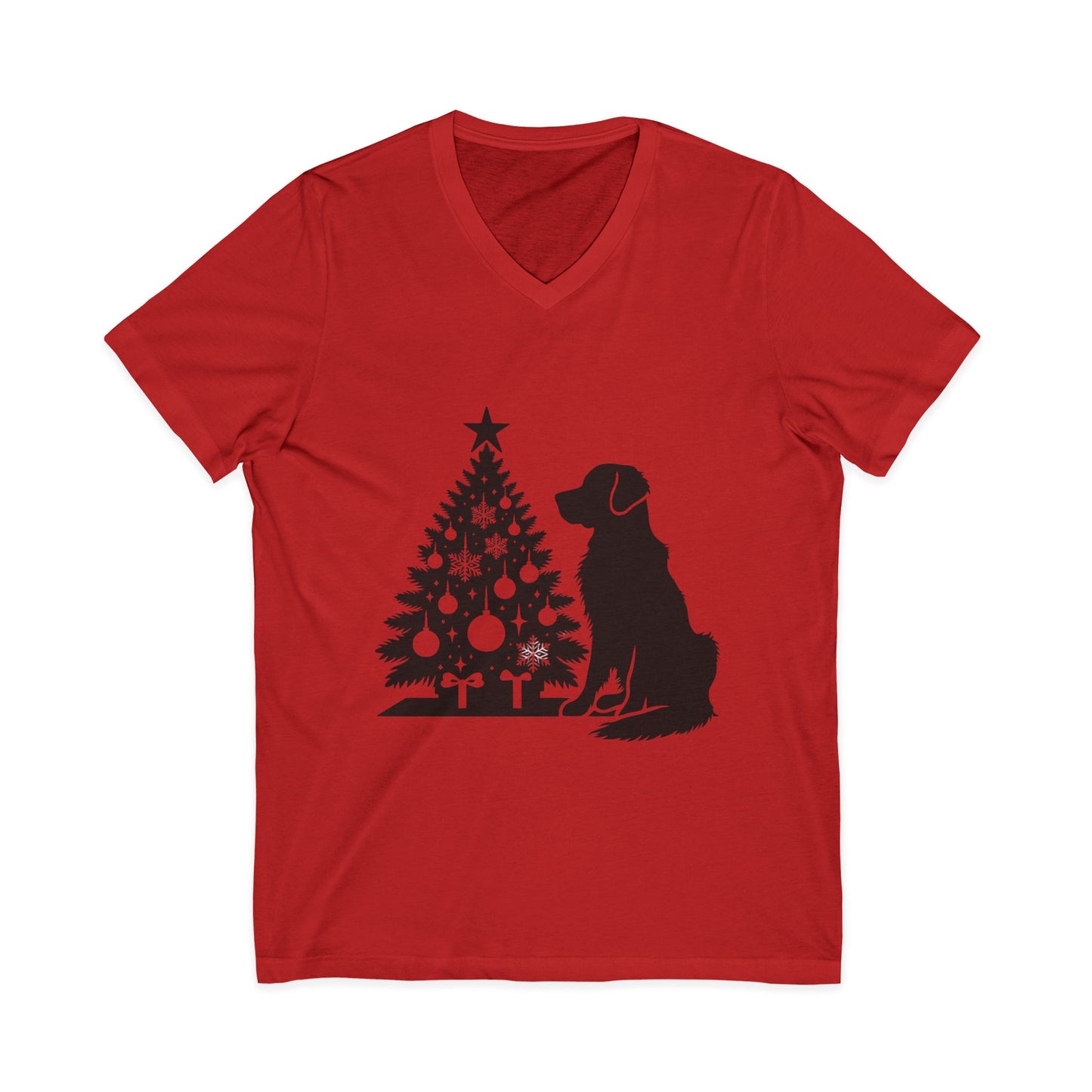 Golden Christmas Tree Unisex Short Sleeve V-Neck Tee