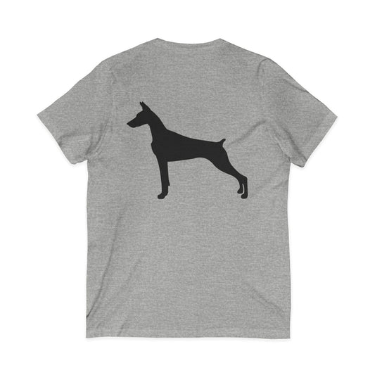 Doberman Silhouette Unisex Short Sleeve V-Neck Tee