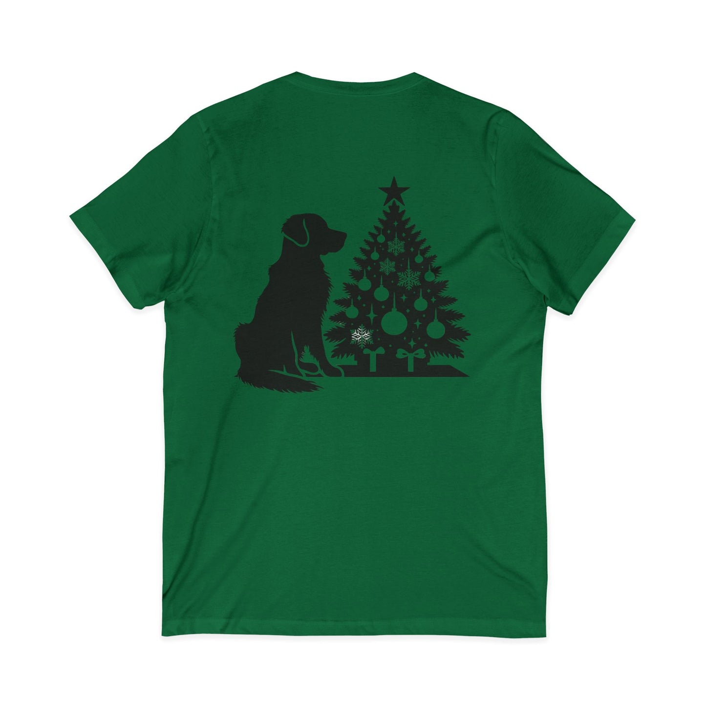 Golden Christmas Tree Unisex Short Sleeve V-Neck Tee