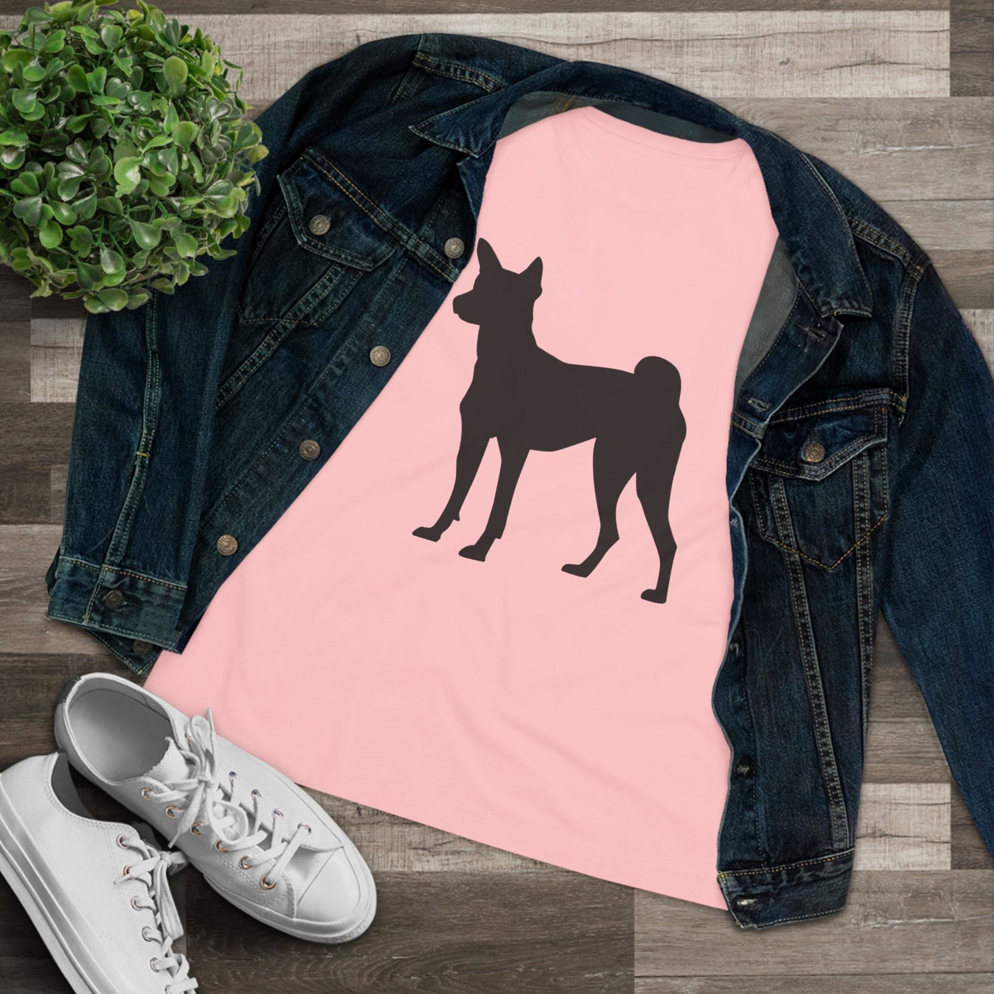 Basenji Silhouette Women's Short Sleeve Crewneck Tee