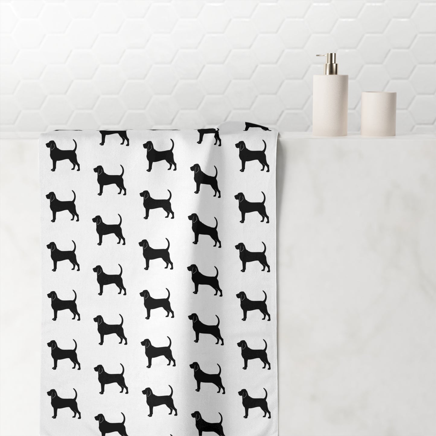 Bloodhound Silhouette Mink-Cotton  Beach Towel