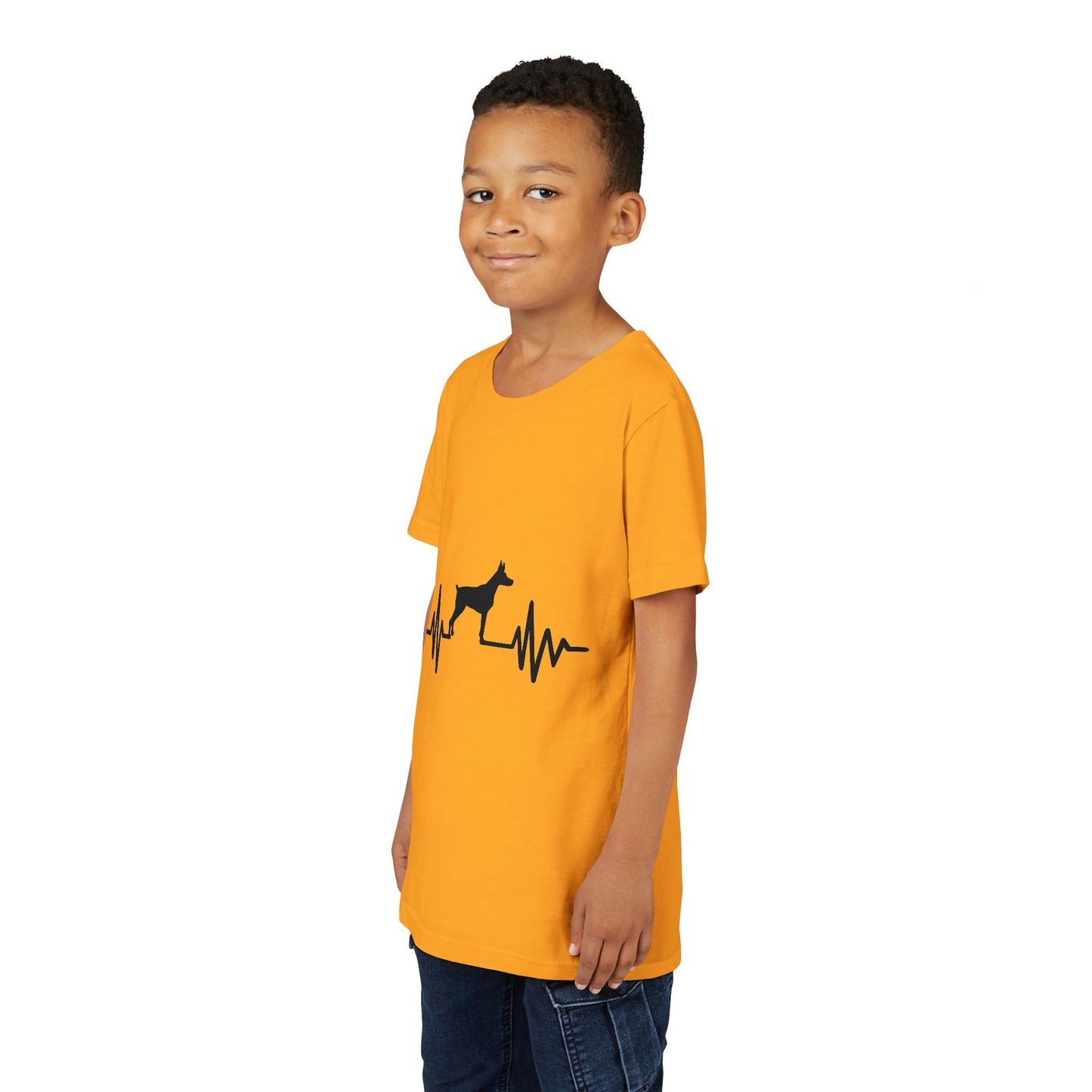 My Heart Beats For Dobermans Youth Unisex Short Sleeve Crewneck Tee