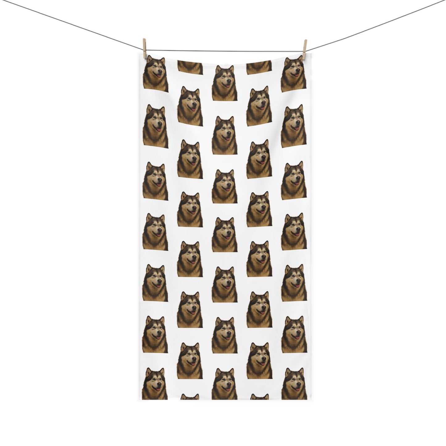 Malamute Head Mink-Cotton Beach Towel