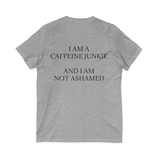 Caffeine Junkie Unisex Short Sleeve V-Neck Tee
