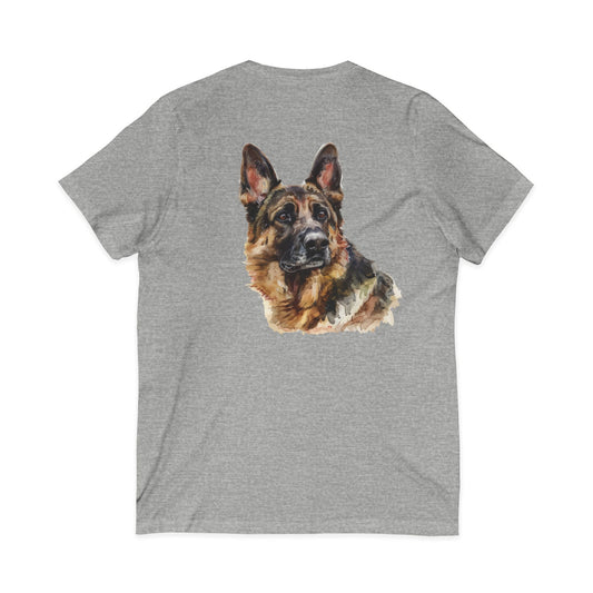German Shepherd Head Unisex Short Sleeve V-Neck Tee