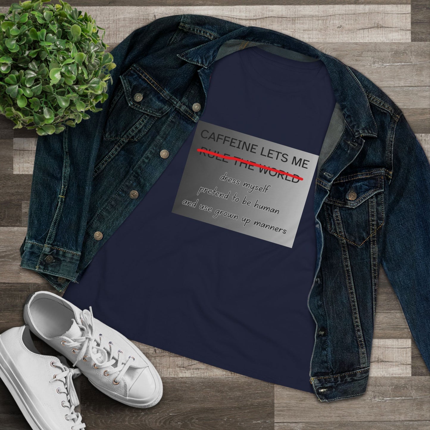 Caffeine Lets Me Women's Short Sleeve Crewneck Tee