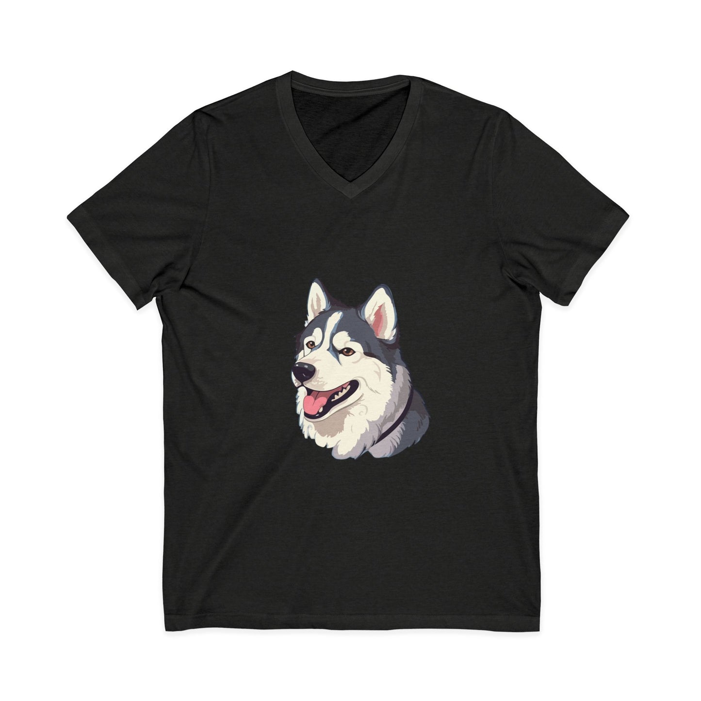Malamute Head Unisex Short Sleeve V-Neck Tee