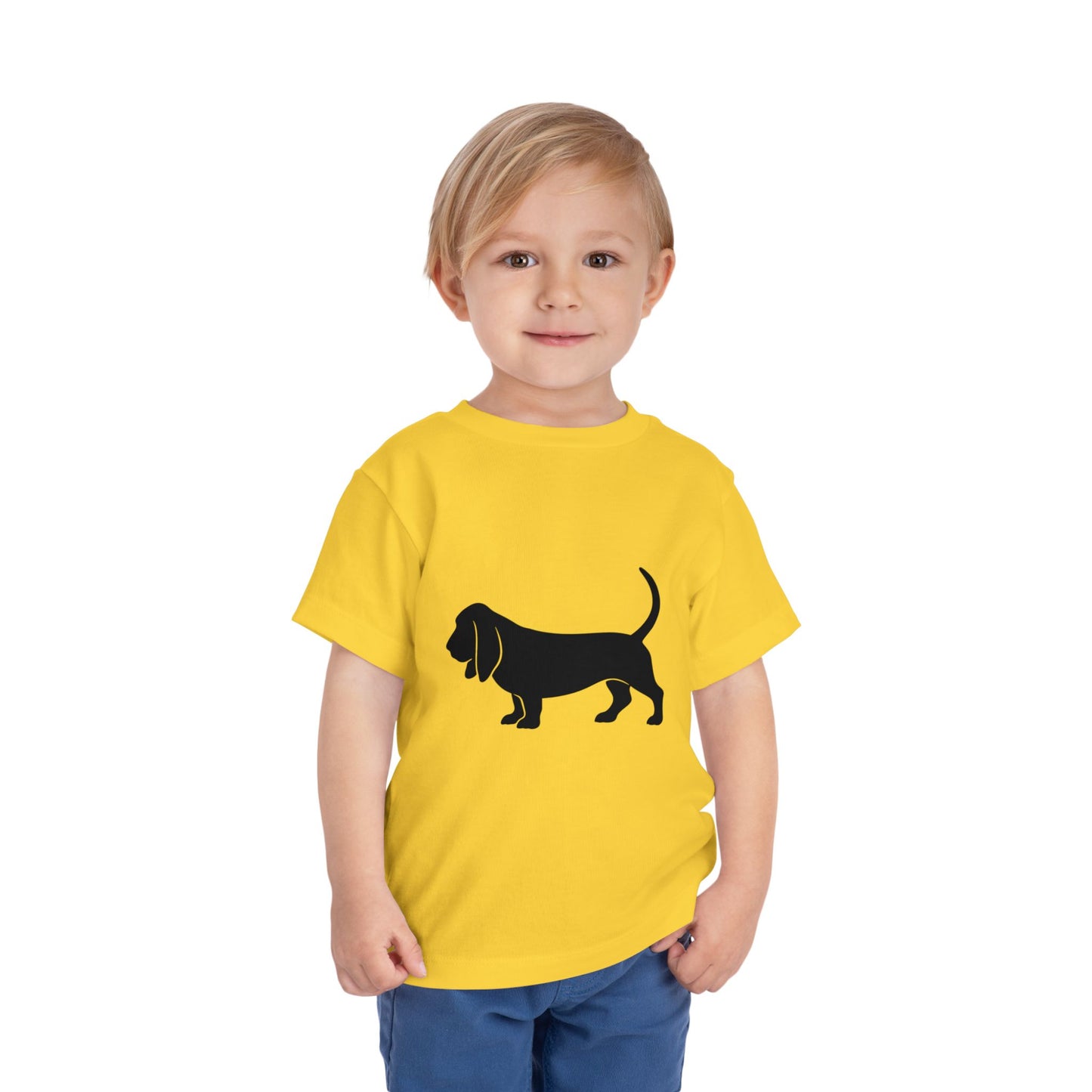 Basset Hound Silhouette Toddler Unisex Short Sleeve Crewneck Tee