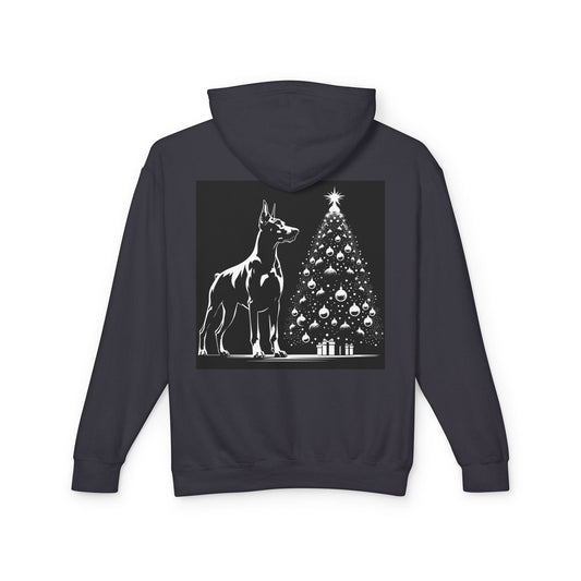 Doberman Christmas Tree Unisex Lightweight Hoodie