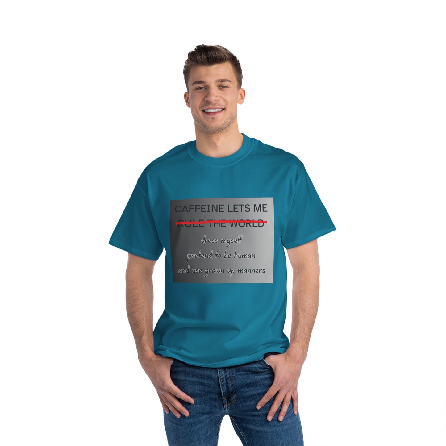 Caffeine Lets Me Men's Short-Sleeve Crewneck Tee