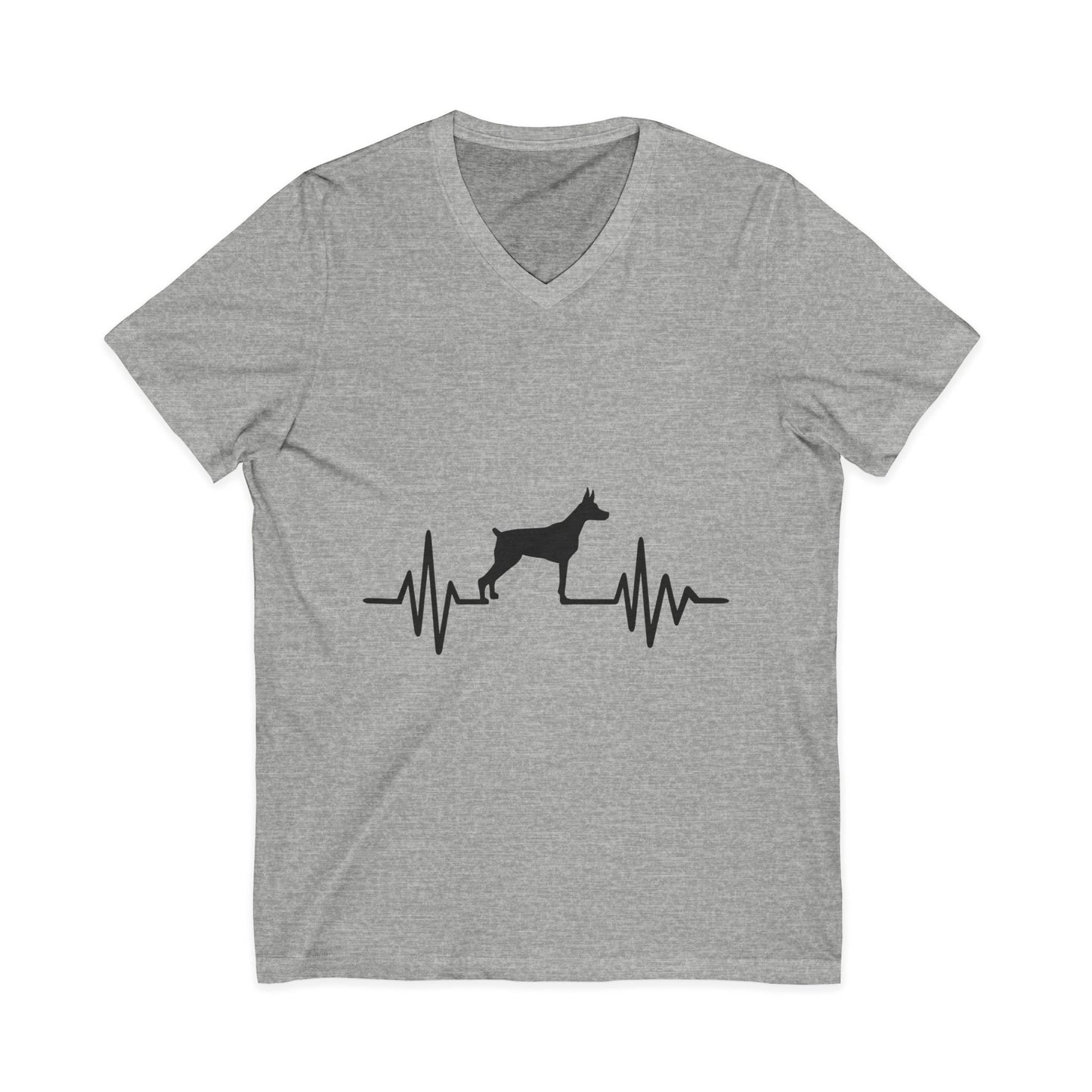 My Heart Beats For Dobermans Unisex Short Sleeve V-Neck Tee