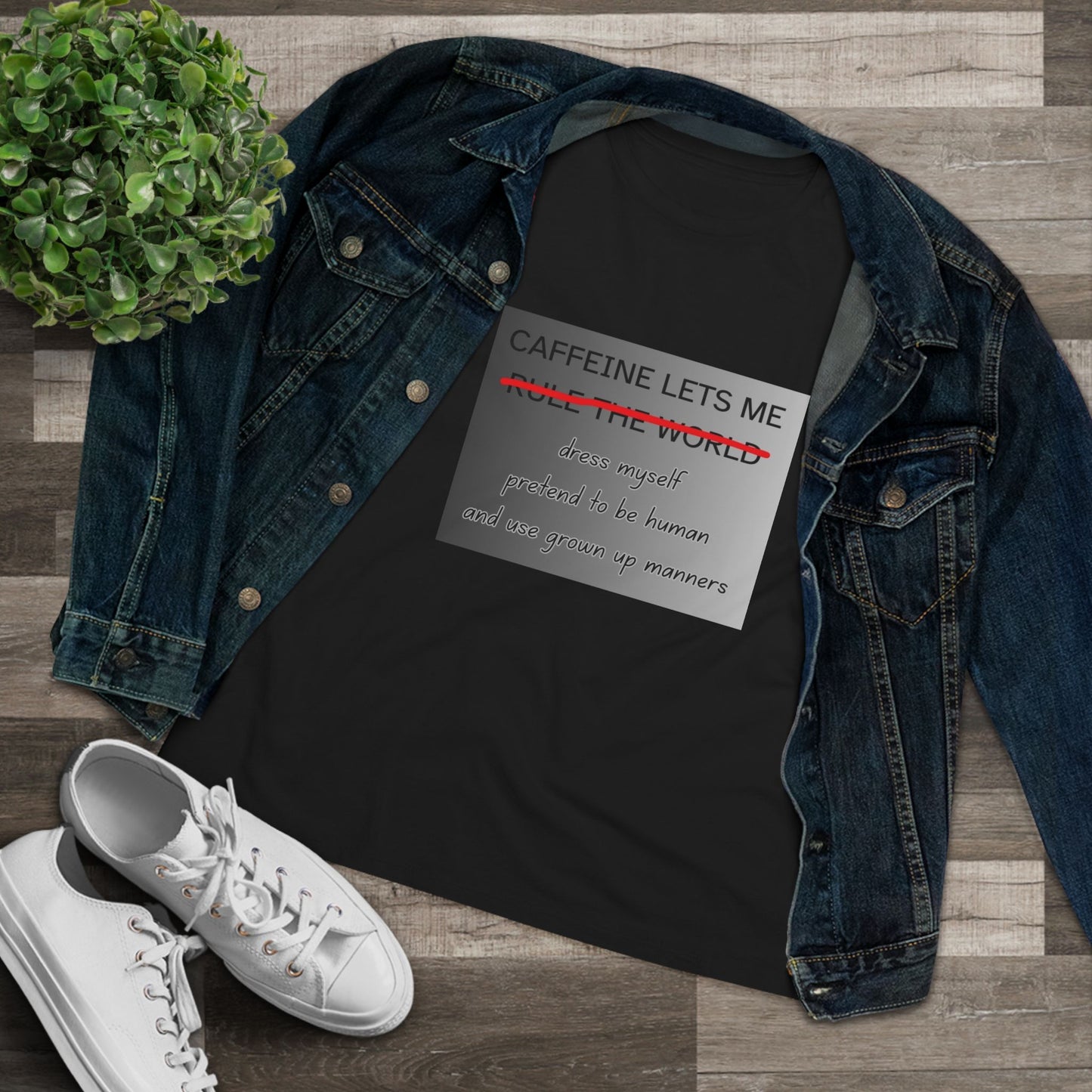 Caffeine Lets Me Women's Short Sleeve Crewneck Tee