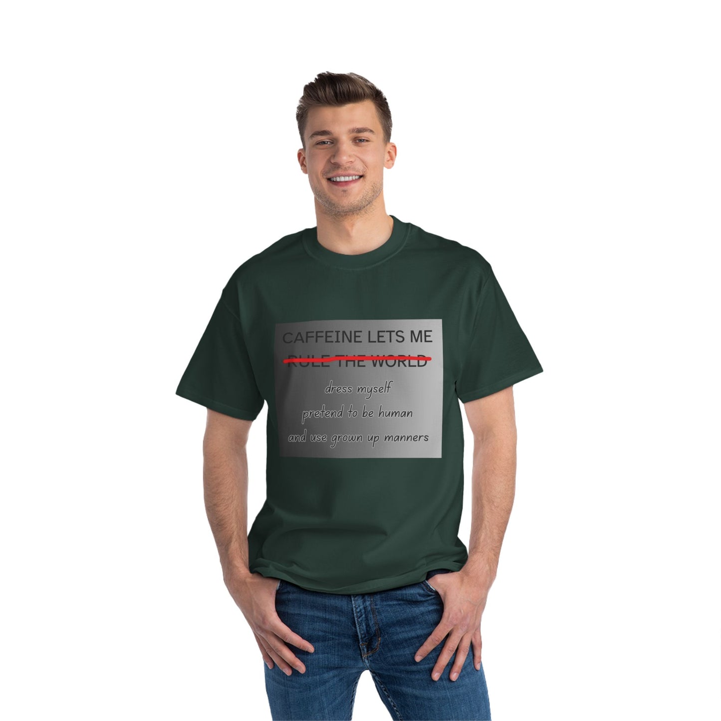 Caffeine Lets Me Men's Short-Sleeve Crewneck Tee