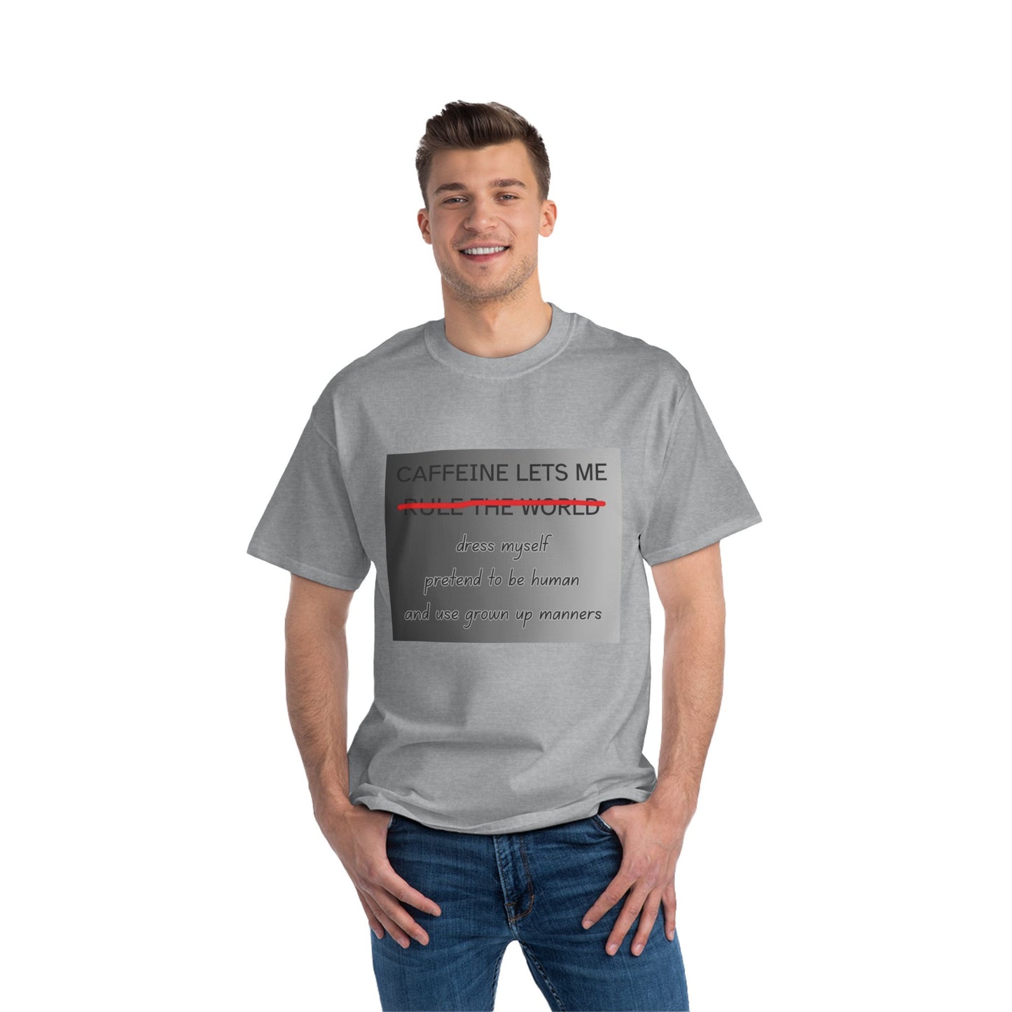 Caffeine Lets Me Men's Short-Sleeve Crewneck Tee