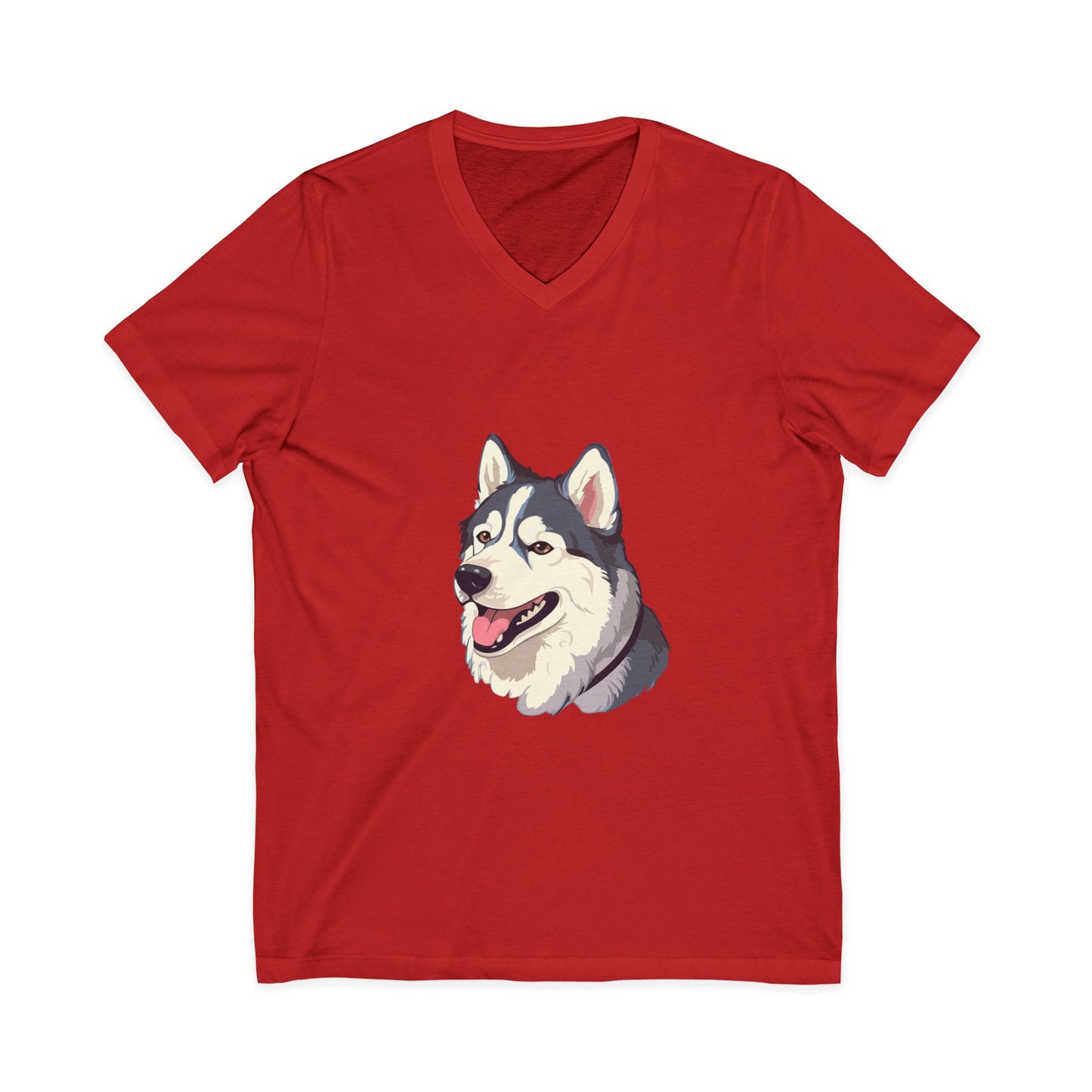 Malamute Head Unisex Short Sleeve V-Neck Tee