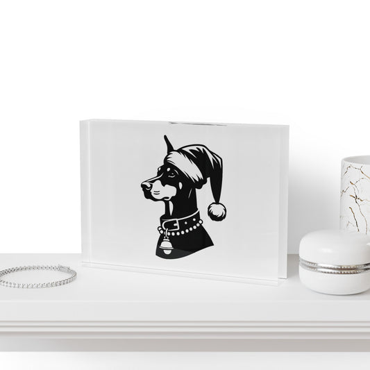Santa Paws Doberman Acrylic Photo Block