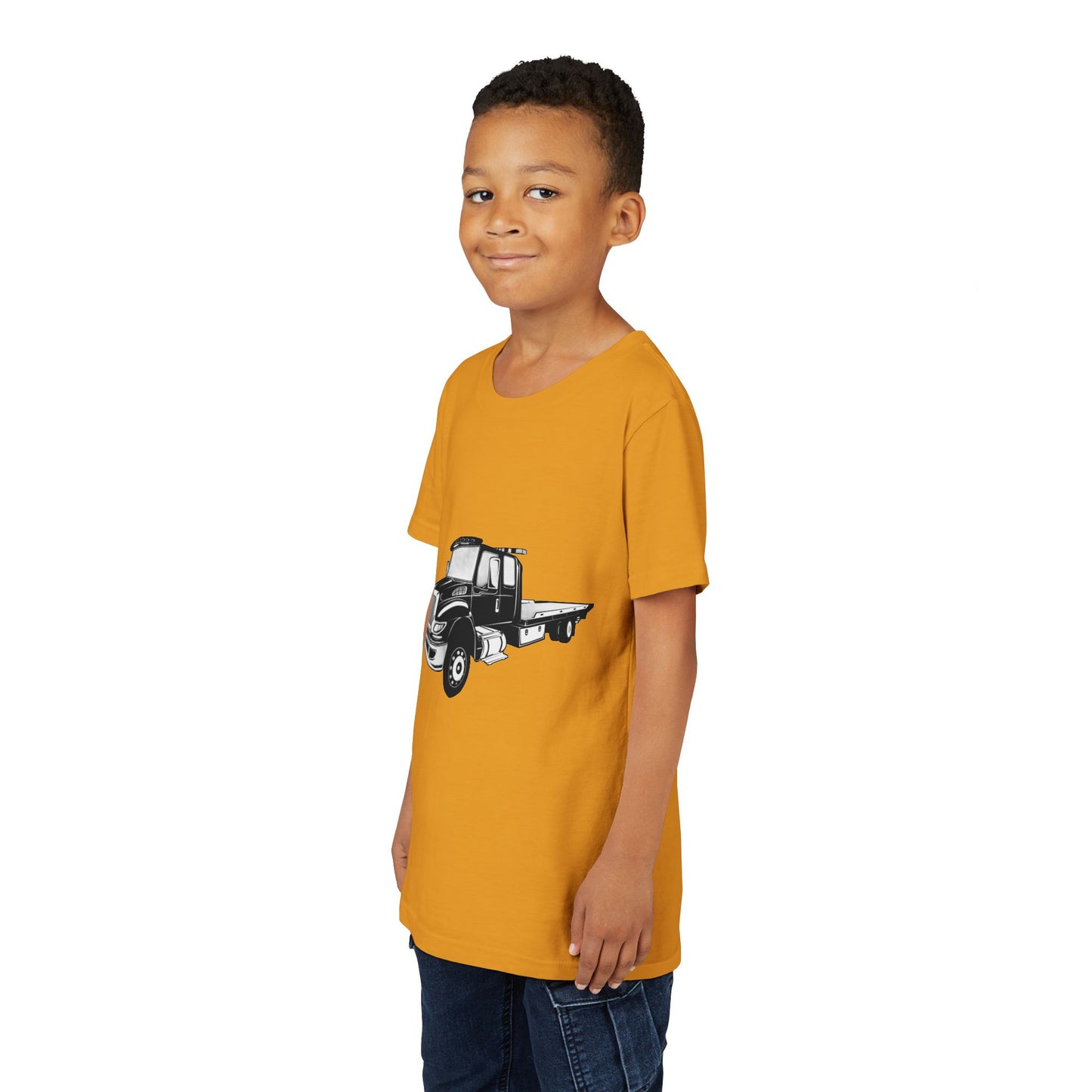 Flatbed Tow Truck Youth Unisex Short Sleeve Crewneck Tee