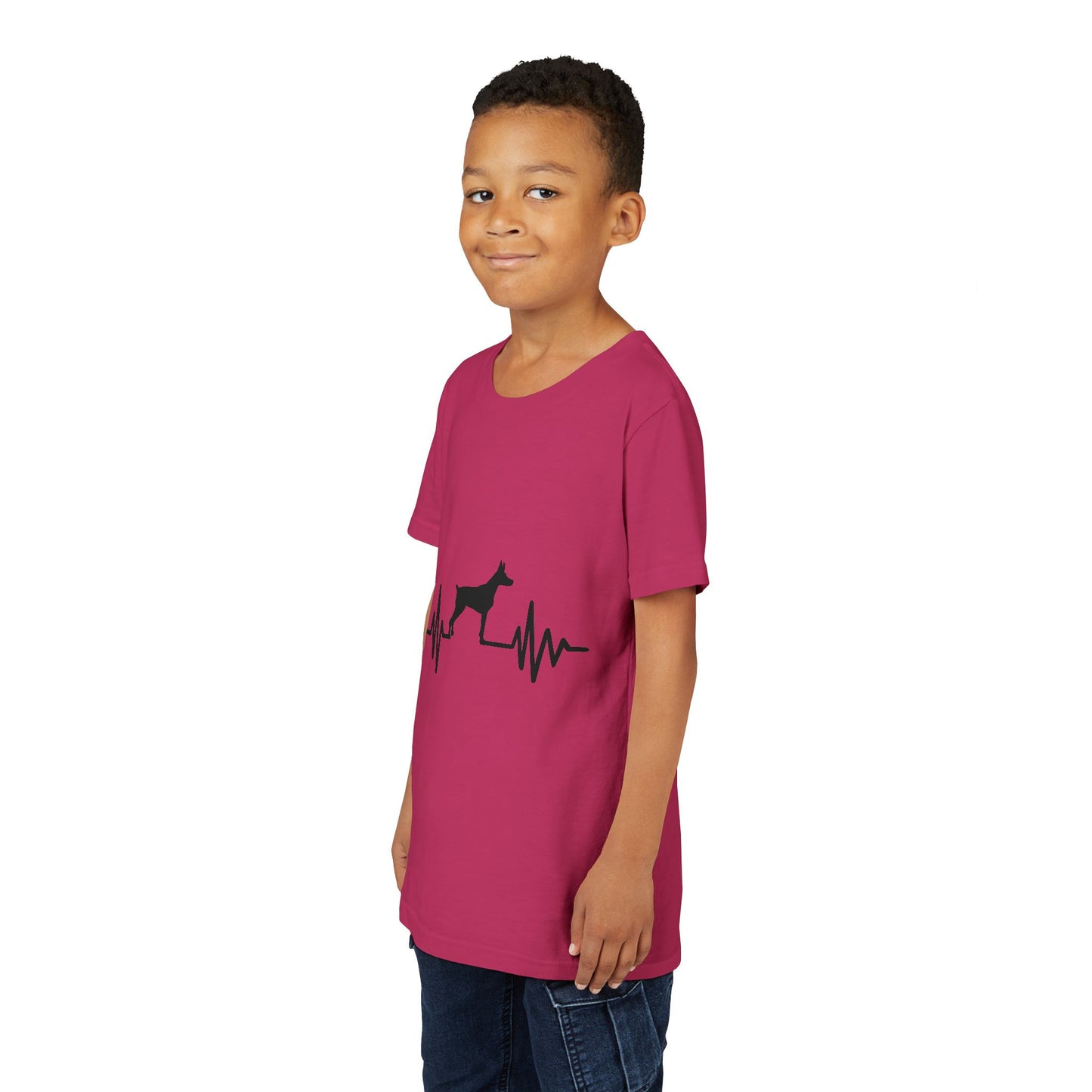 My Heart Beats For Dobermans Youth Unisex Short Sleeve Crewneck Tee