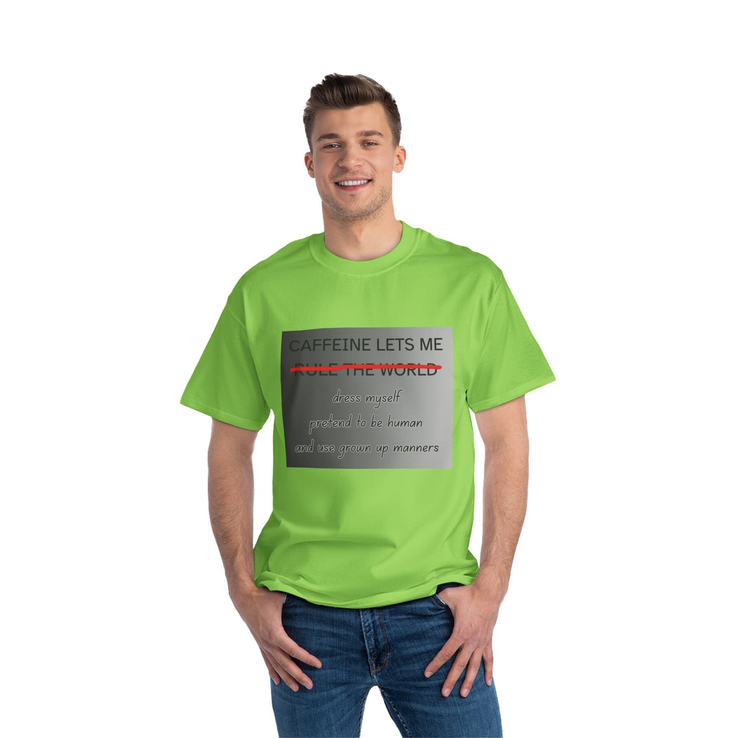 Caffeine Lets Me Men's Short-Sleeve Crewneck Tee