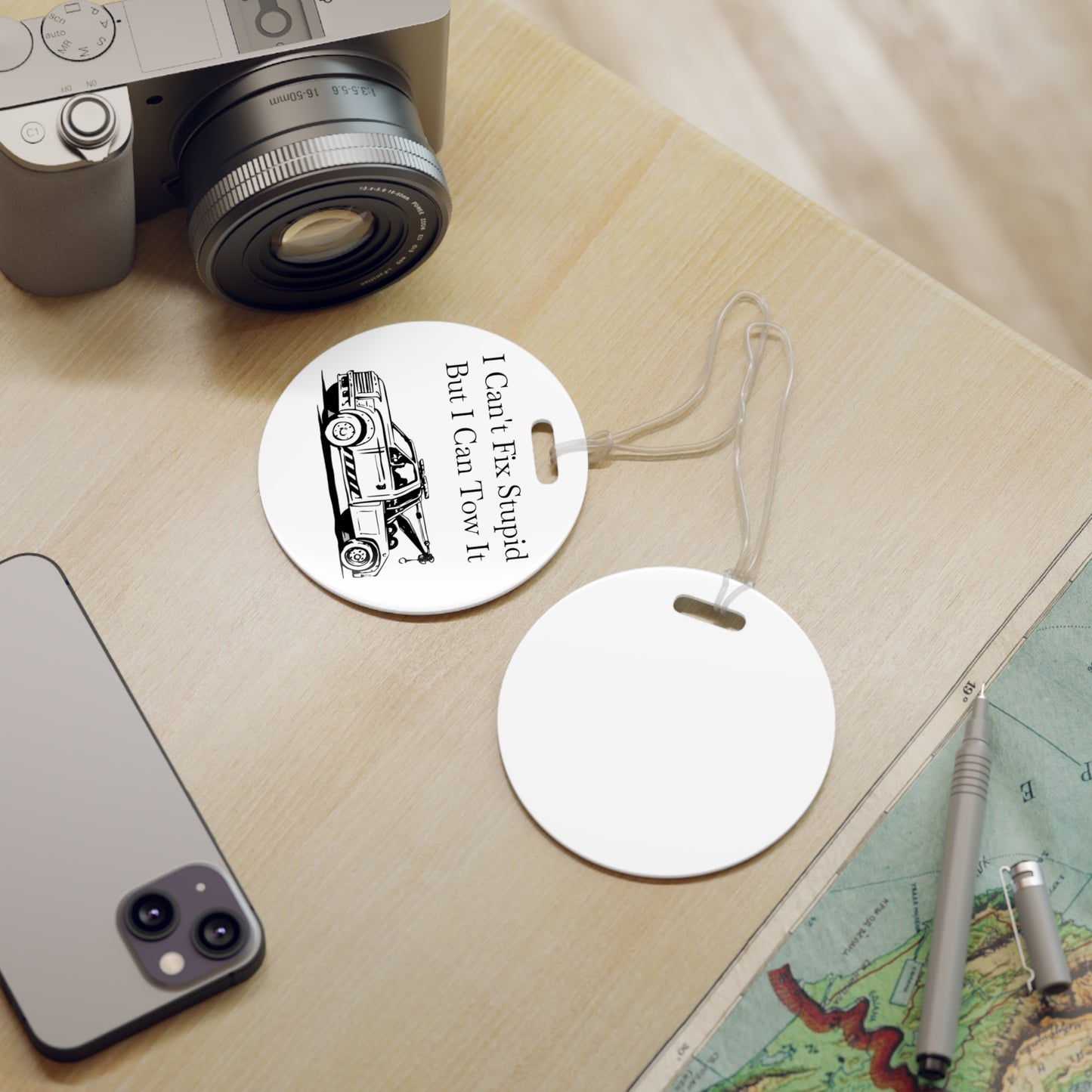 I Can't Fix Stupid Wheel Lift Tow Truck Luggage Tag