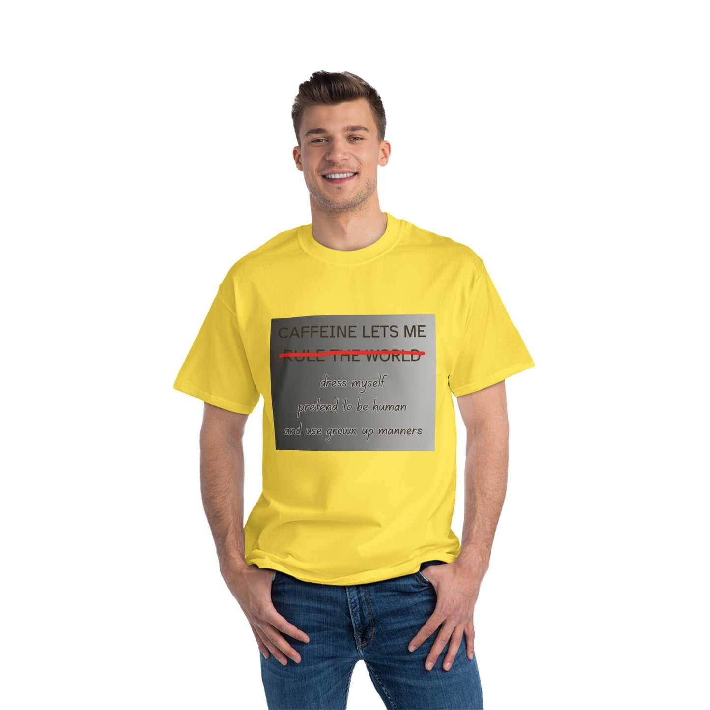 Caffeine Lets Me Men's Short-Sleeve Crewneck Tee
