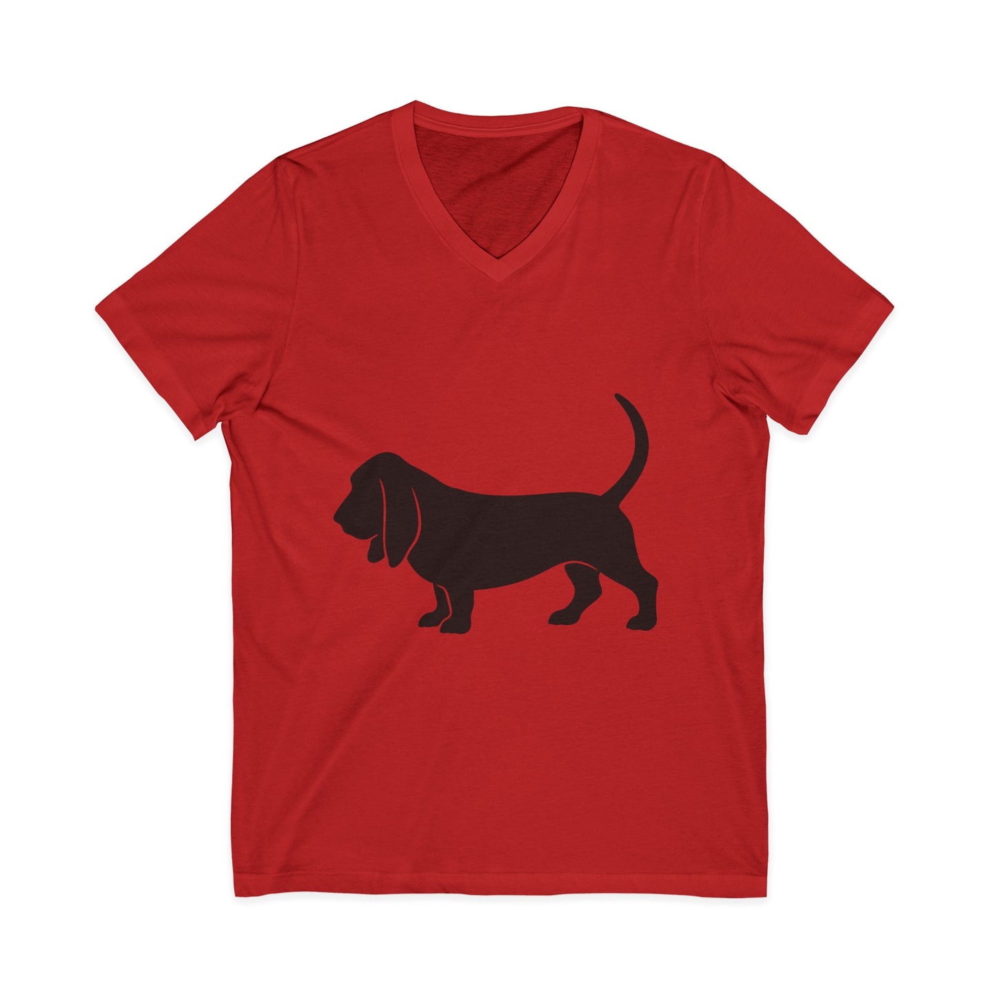 Basset Hound Silhouette Unisex Short Sleeve V-Neck Tee