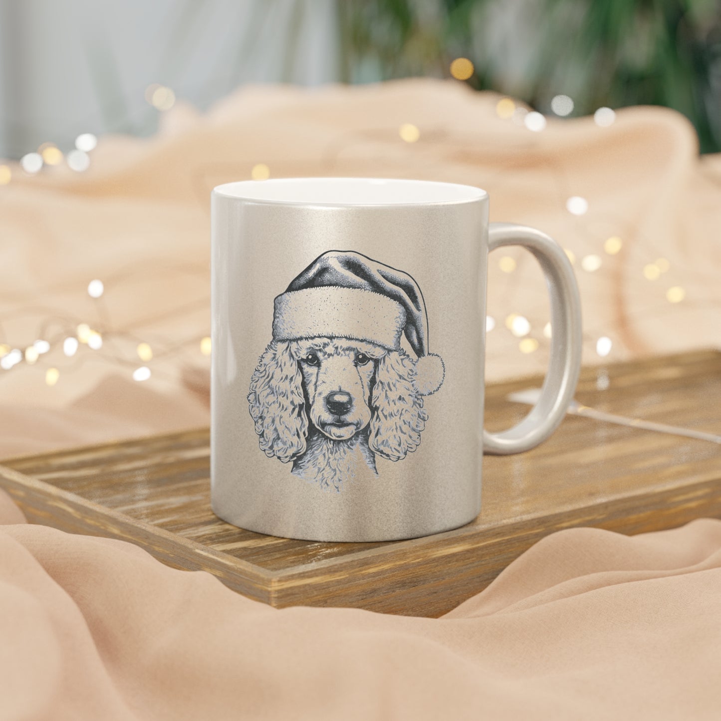 Santa Paws Poodle Metallic Coffee Mug