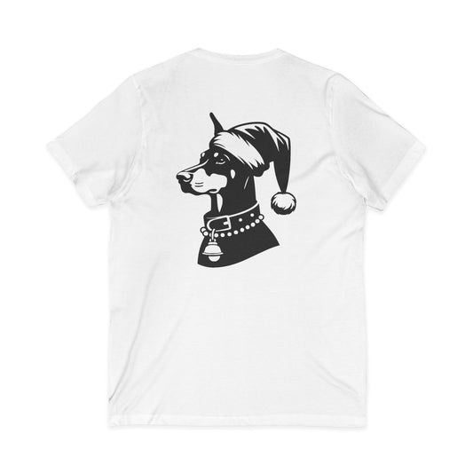 Santa Paws Doberman Unisex Short Sleeve V-Neck Tee