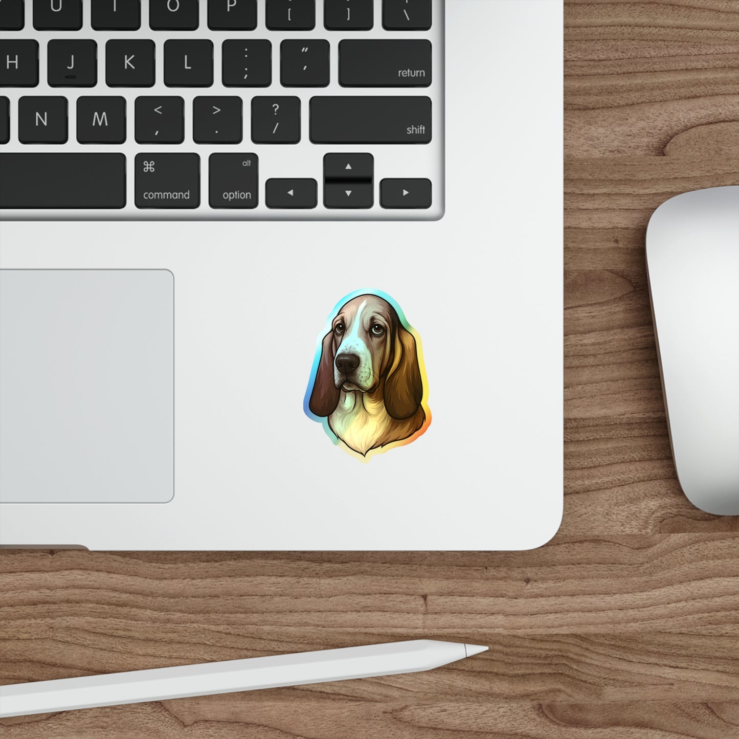 Basset Hound Head Holographic Sticker