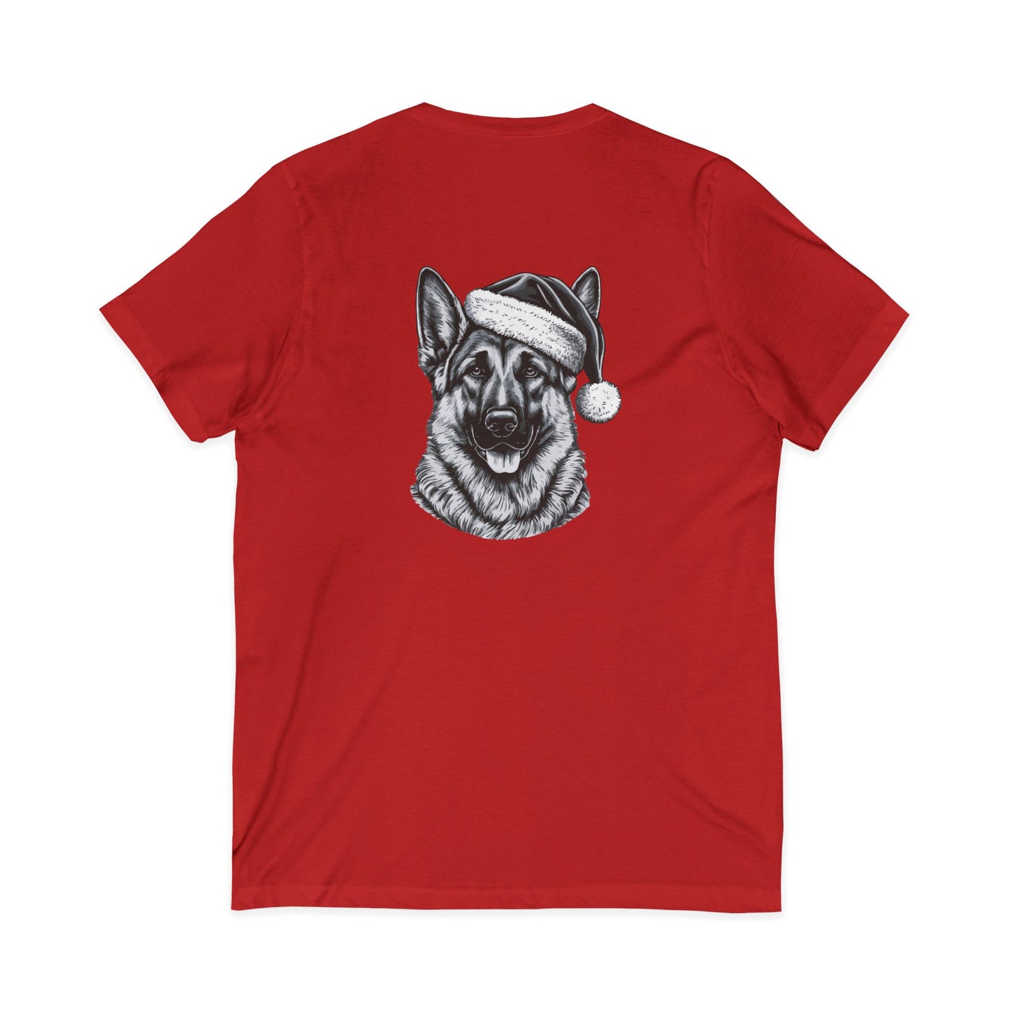 Santa Paws German Shepherd Unisex Short Sleeve V-Neck Tee