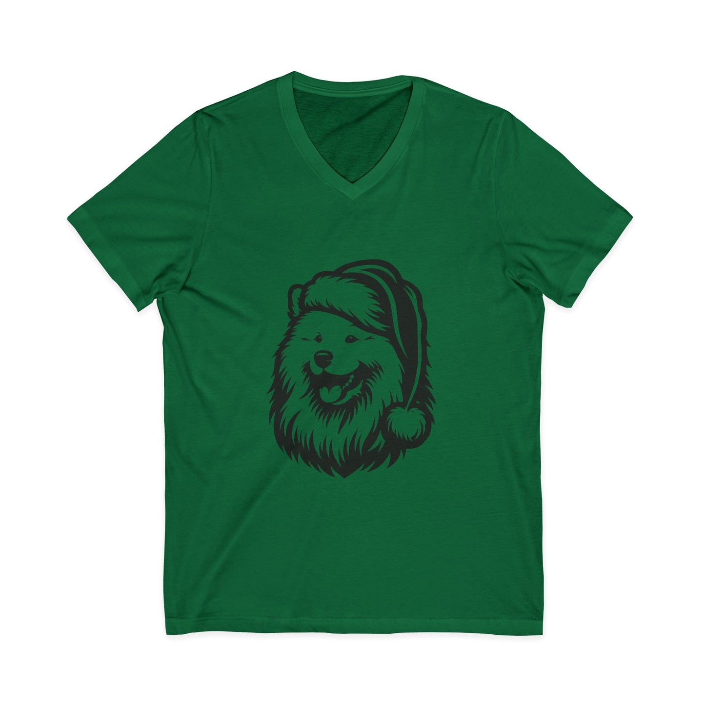 Santa Paws Samoyed Unisex Short Sleeve V-Neck Tee