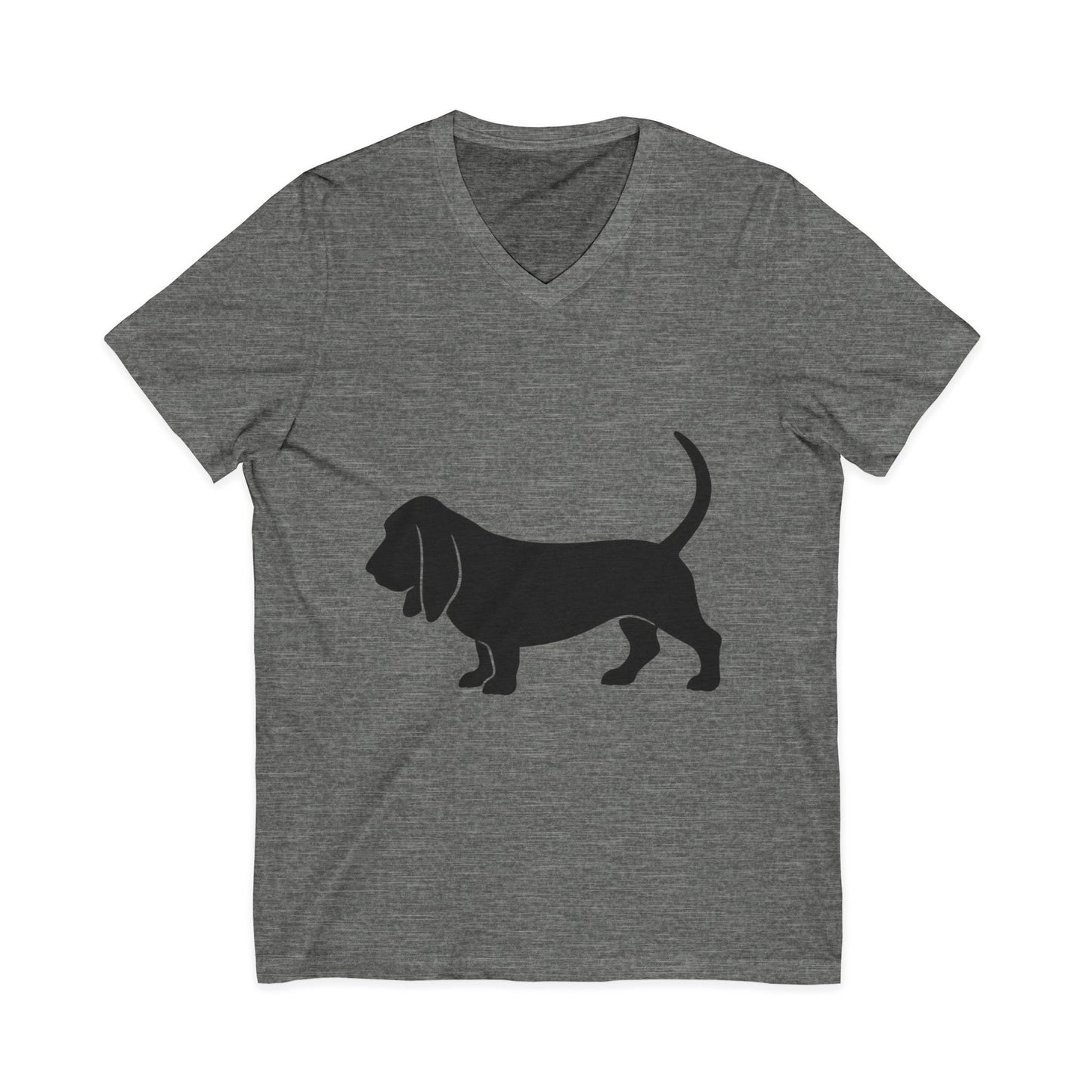 Basset Hound Silhouette Unisex Short Sleeve V-Neck Tee