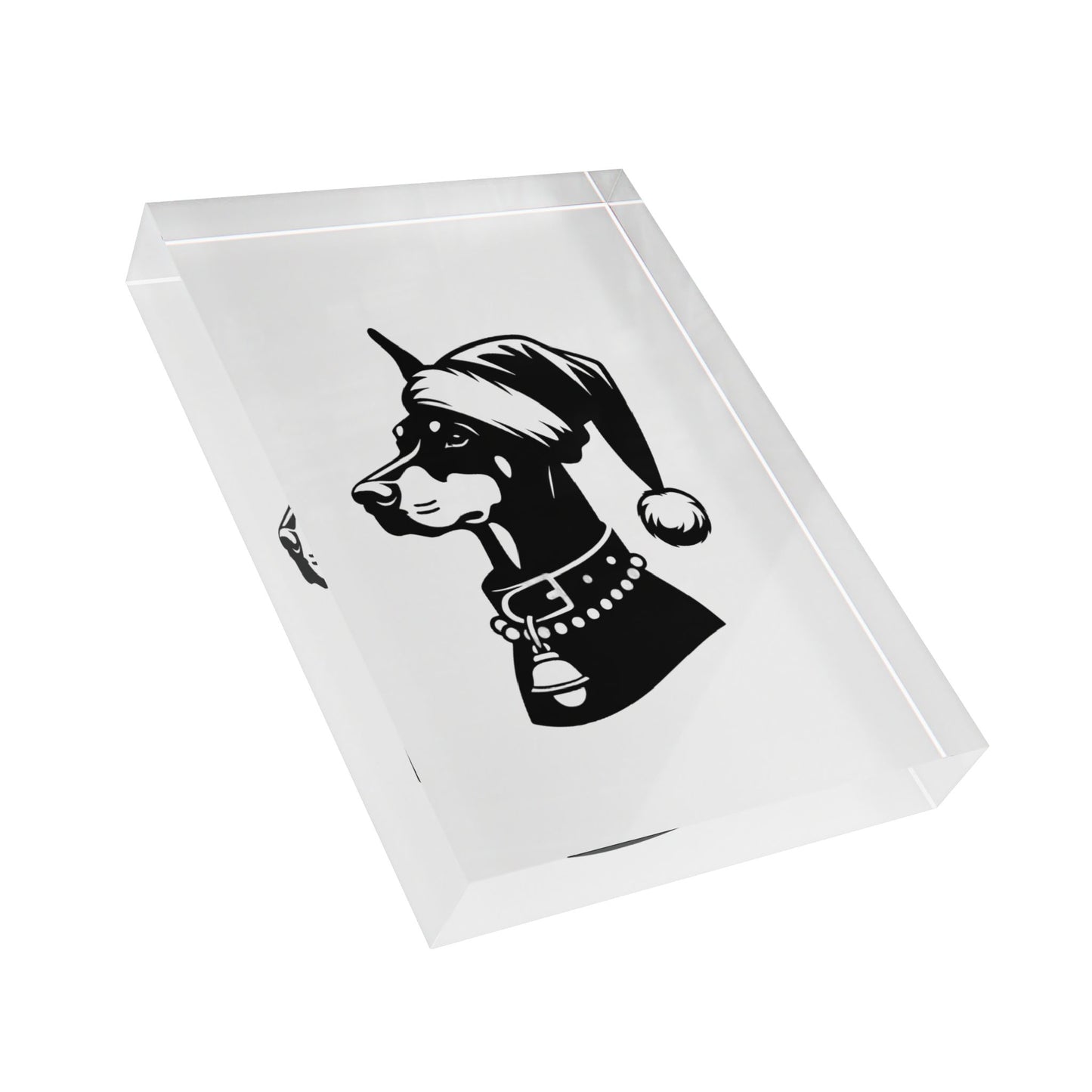 Santa Paws Doberman Acrylic Photo Block
