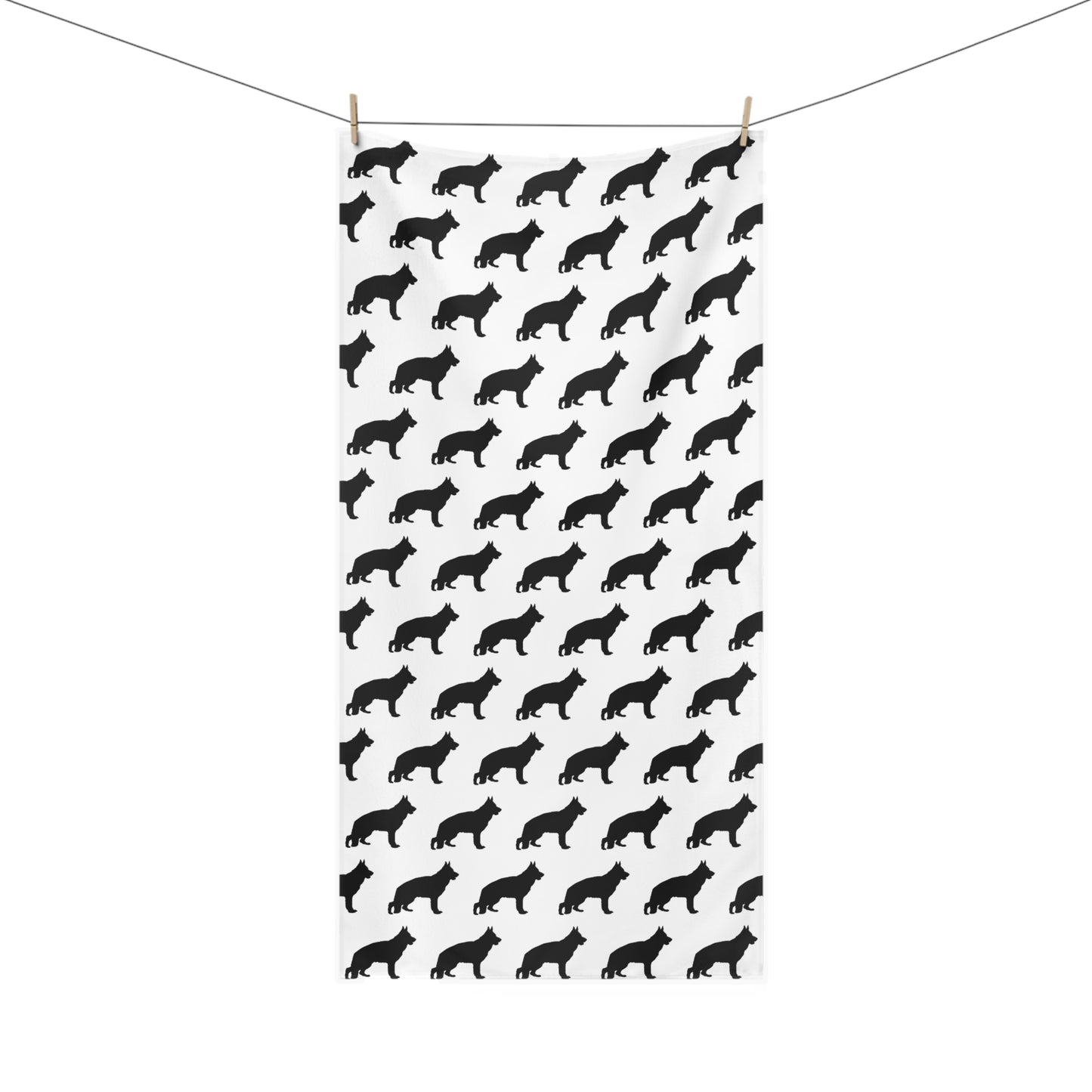 German Shepherd Silhouette Mink-Cotton  Beach Towel