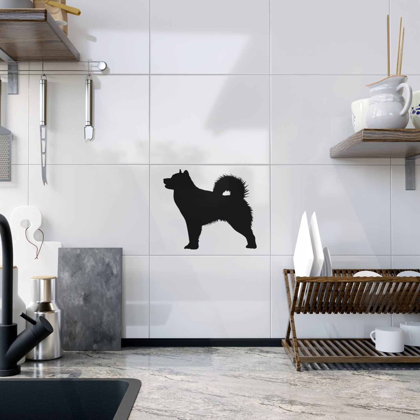 Malamute Silhouette Ceramic Photo Tile