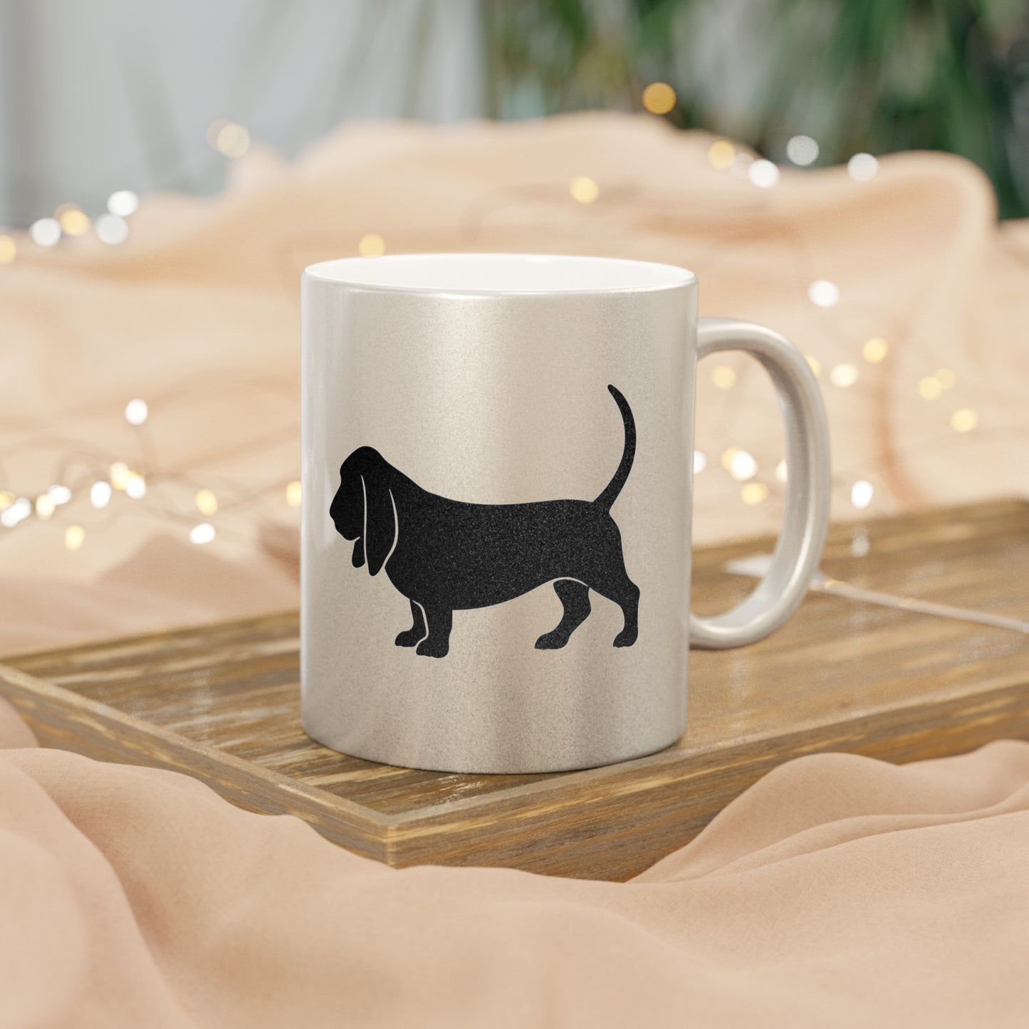 Basset Silhouette Metallic Coffee Mug
