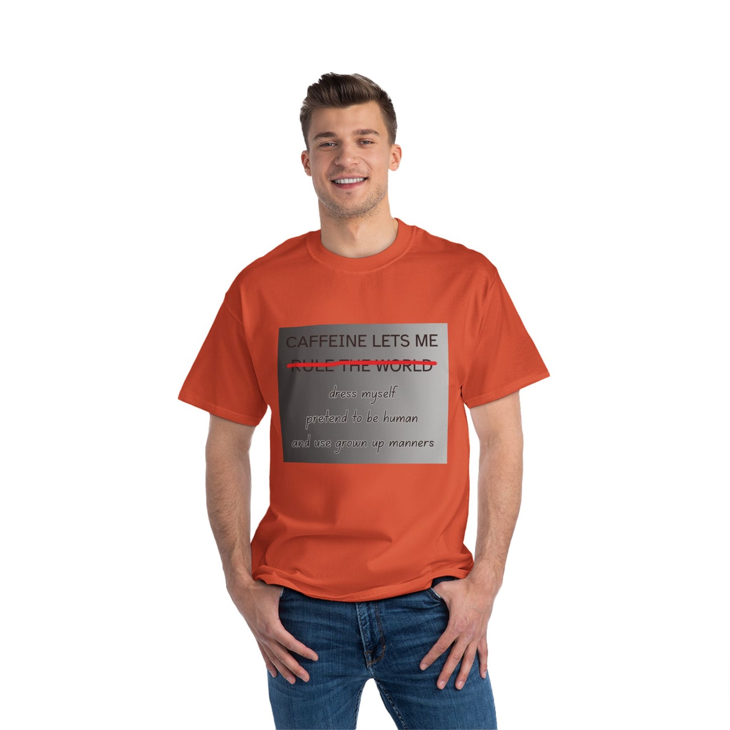 Caffeine Lets Me Men's Short-Sleeve Crewneck Tee