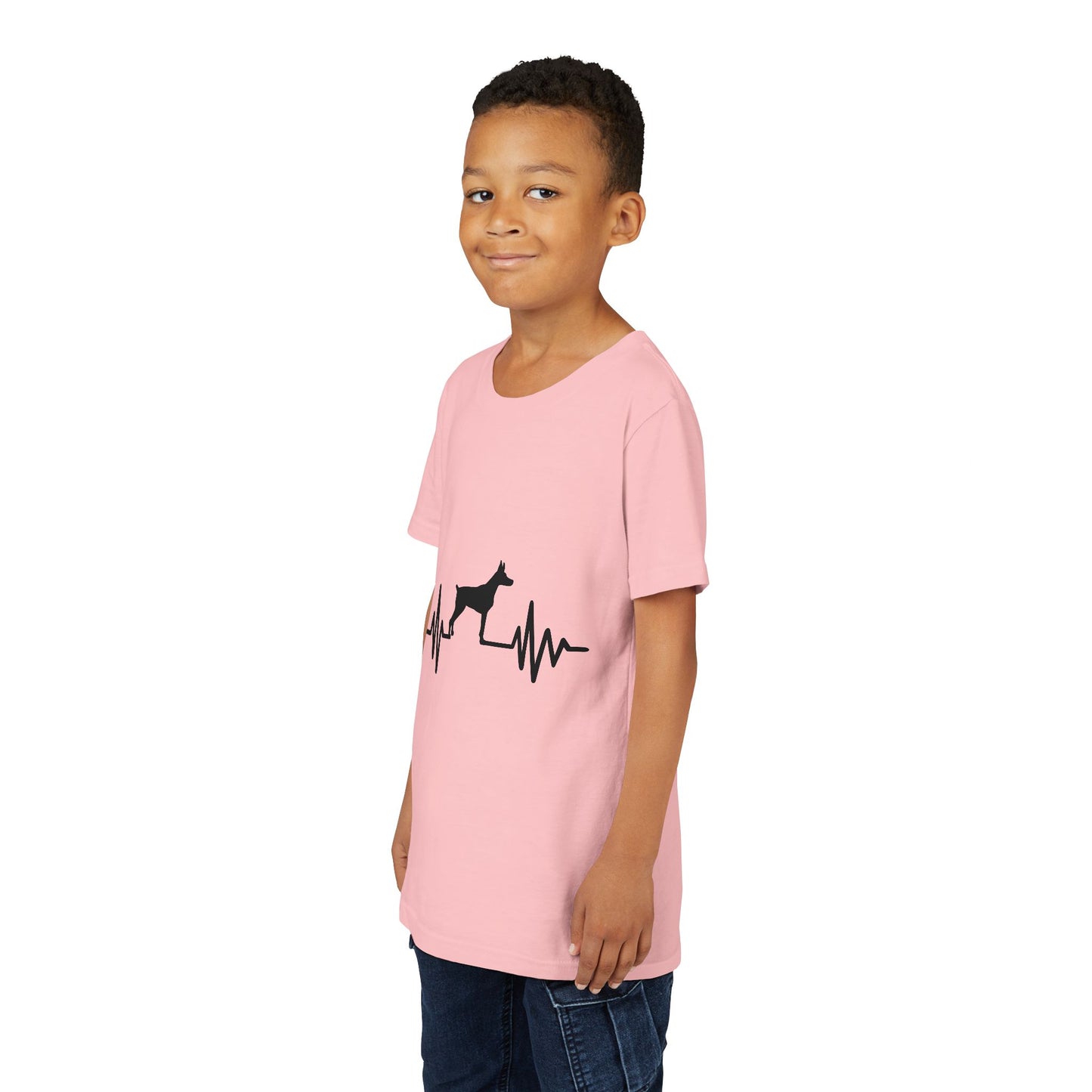My Heart Beats For Dobermans Youth Unisex Short Sleeve Crewneck Tee