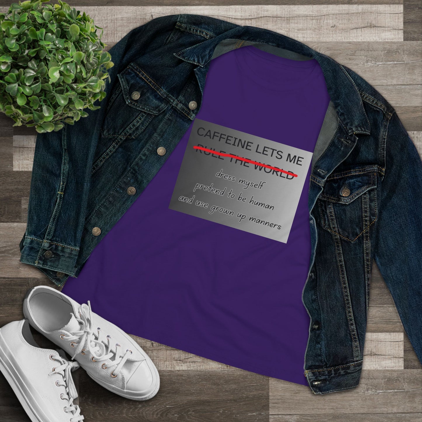 Caffeine Lets Me Women's Short Sleeve Crewneck Tee