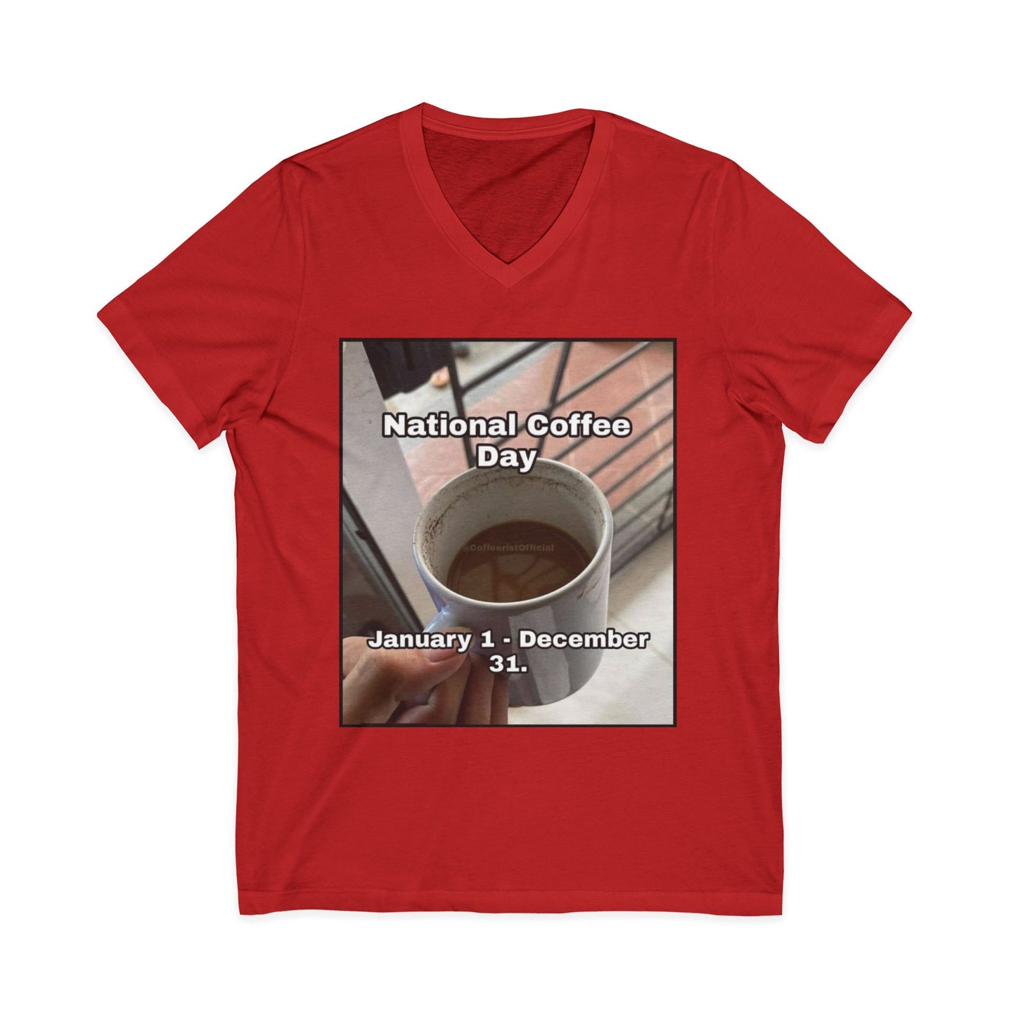 National Coffee Day Unisex Short Sleeve V-Neck Tee