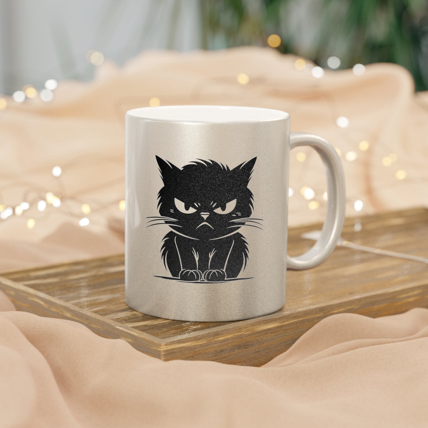 Angry Cat Metallic Coffee Mug