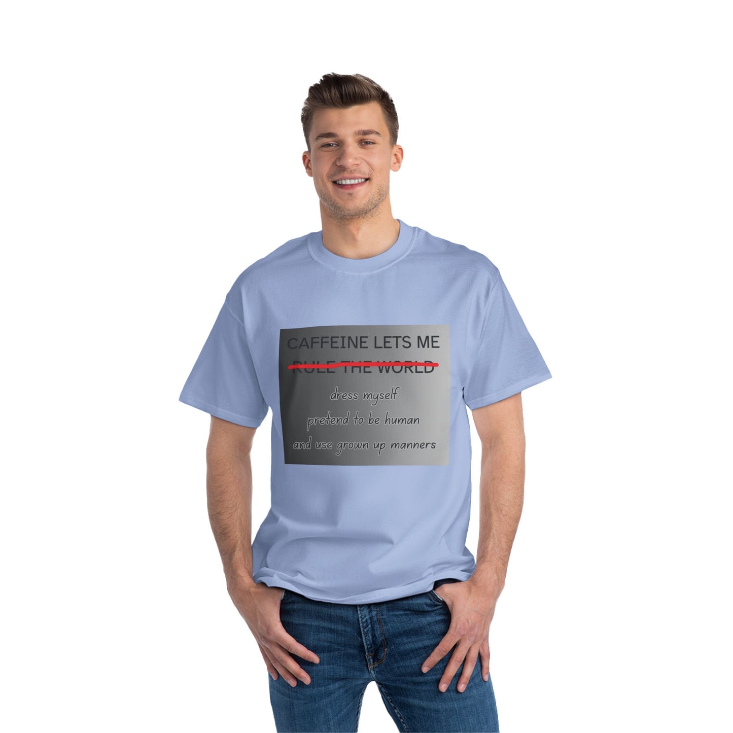 Caffeine Lets Me Men's Short-Sleeve Crewneck Tee