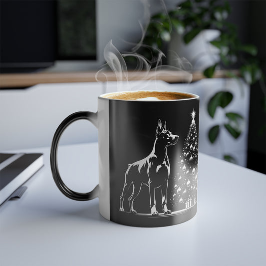 Doberman Christmas Tree Color Changing Mug