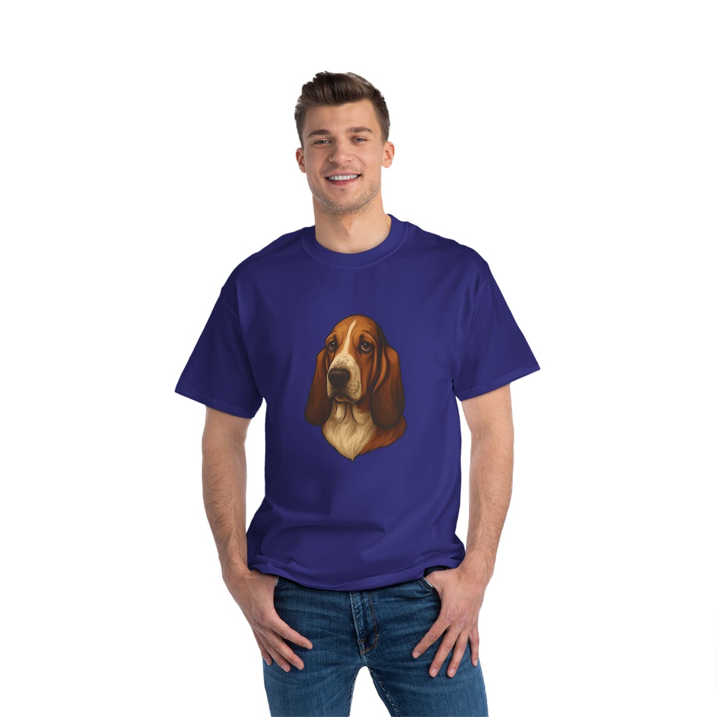 Basset Hound Head Men's Short-Sleeve Crewneck Tee