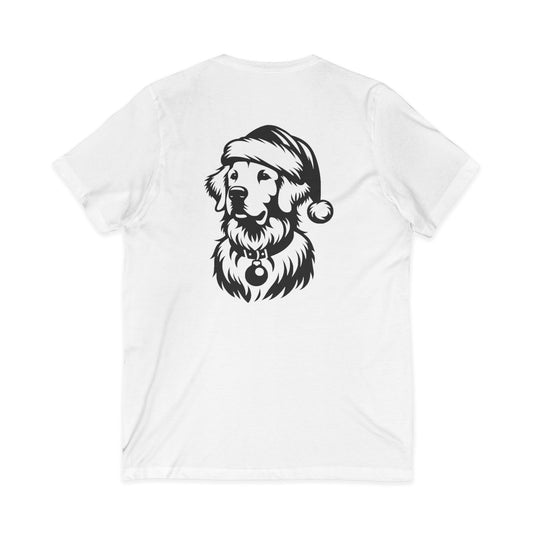 Santa Paws Golden Unisex Short Sleeve V-Neck Tee