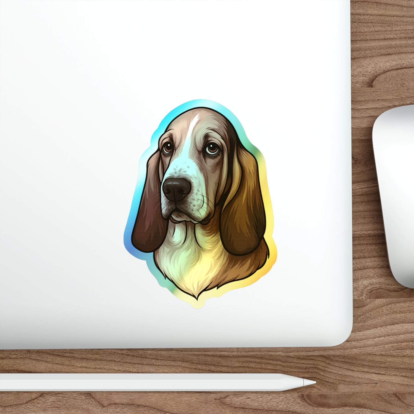 Basset Hound Head Holographic Sticker