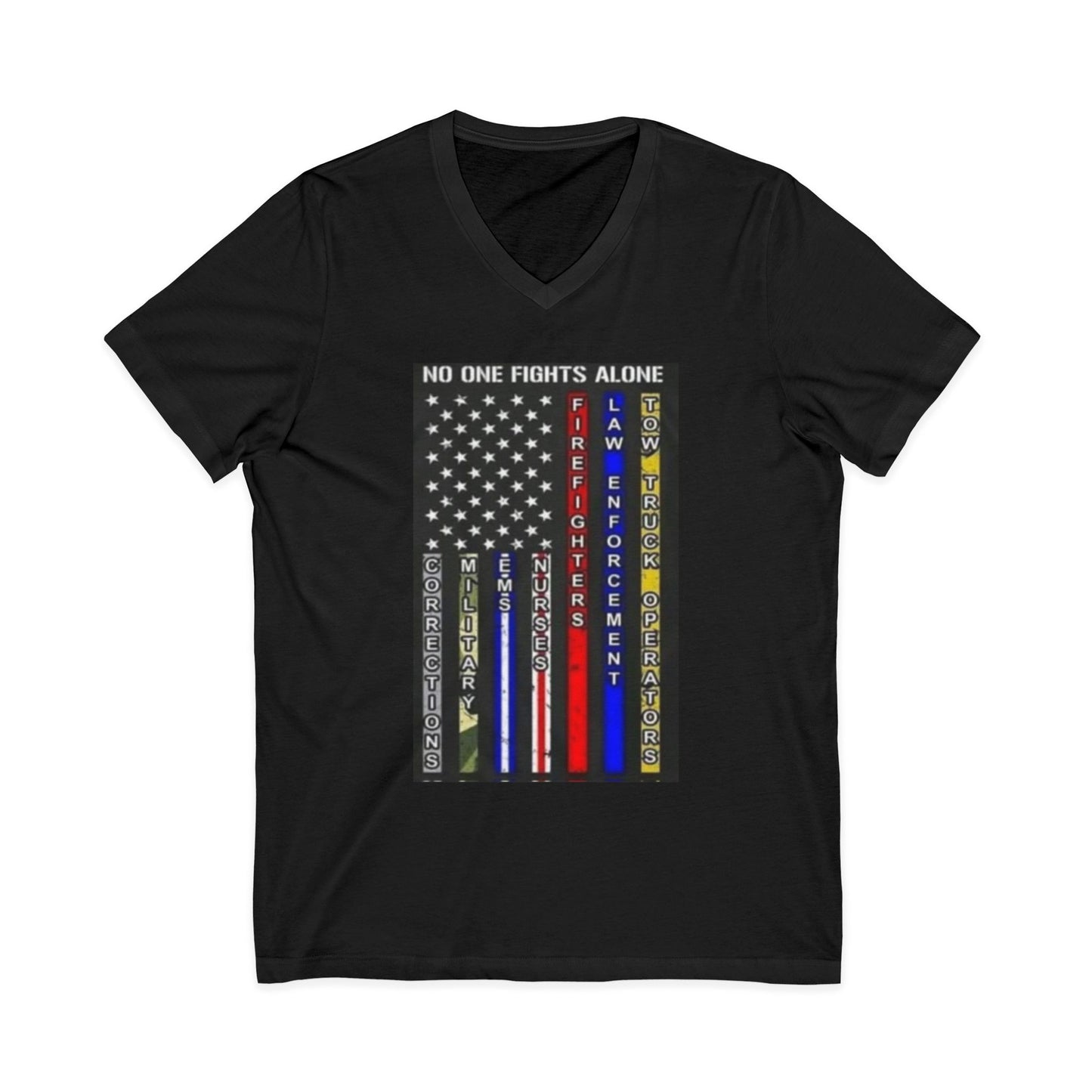 No One Fights Alone Unisex Short Sleeve V-Neck Tee